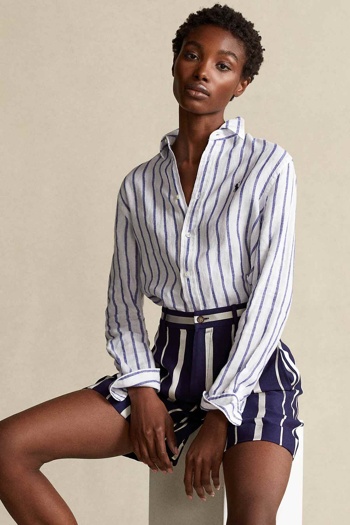 Polo Ralph Lauren Geniş Kesim Çizgili Keten Gömlek-Libas Trendy Fashion Store