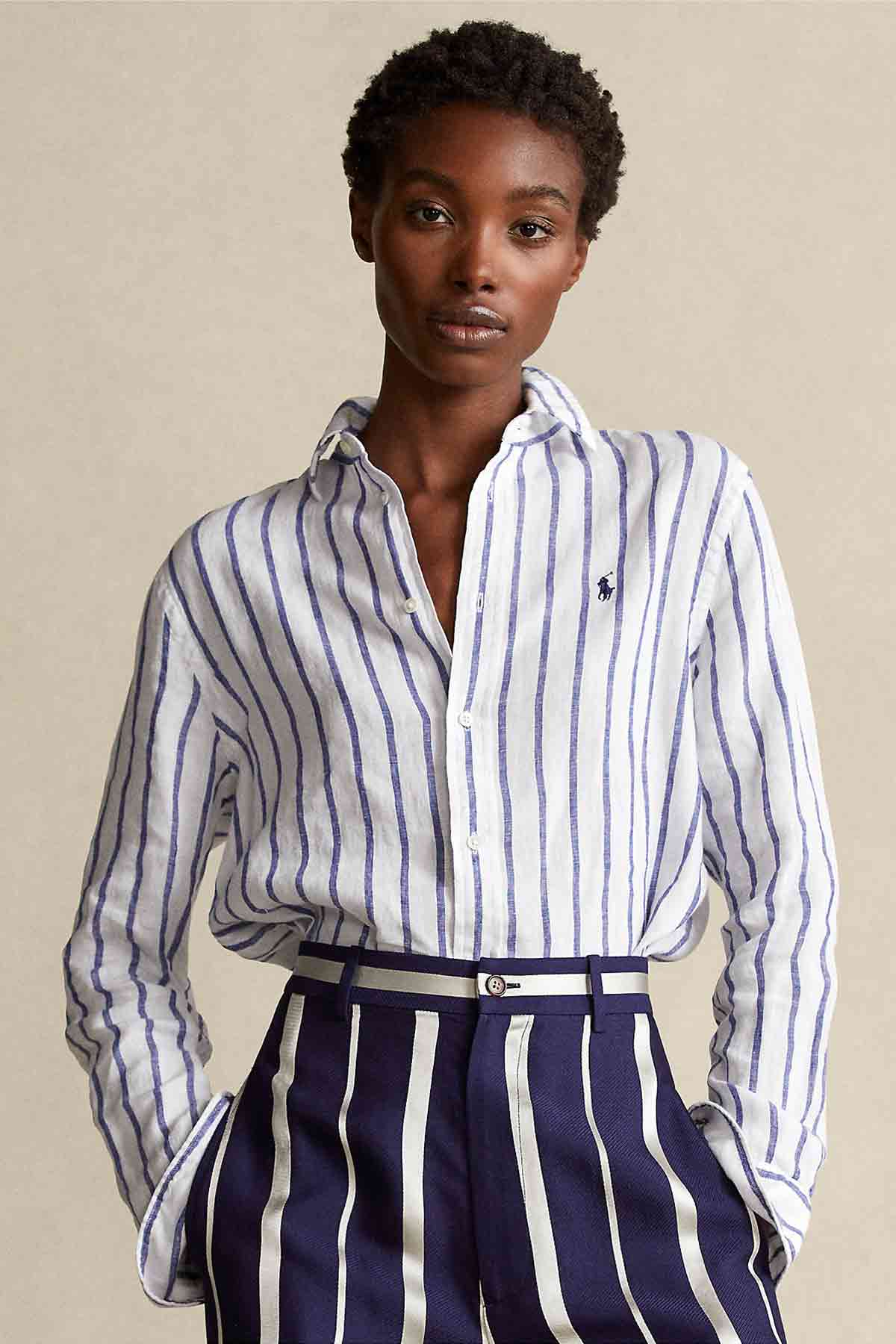 Polo Ralph Lauren Geniş Kesim Çizgili Keten Gömlek-Libas Trendy Fashion Store