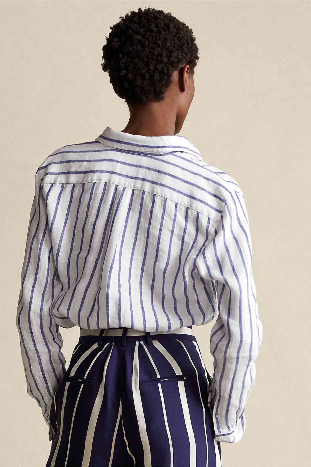 Polo Ralph Lauren Geniş Kesim Çizgili Keten Gömlek-Libas Trendy Fashion Store