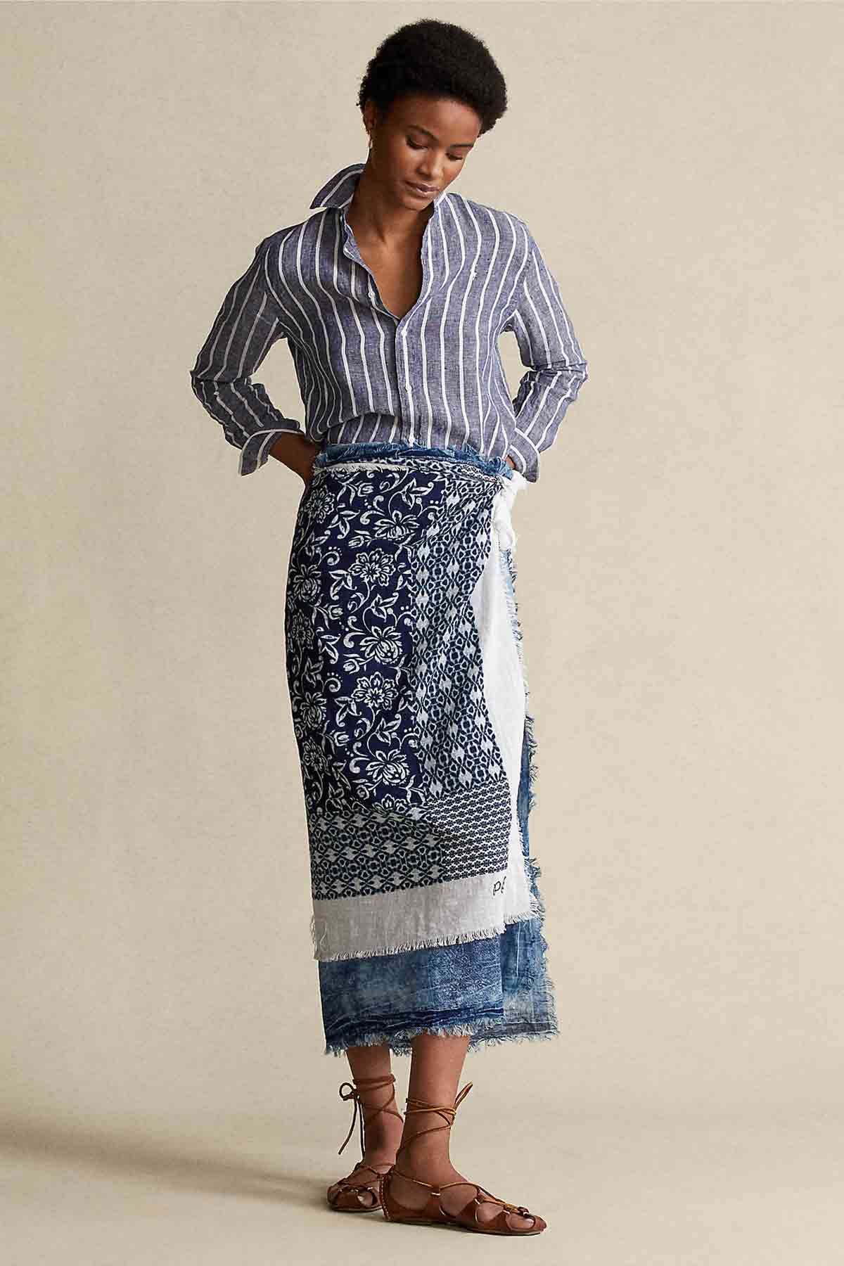 Polo Ralph Lauren Geniş Kesim Çizgili Keten Gömlek-Libas Trendy Fashion Store