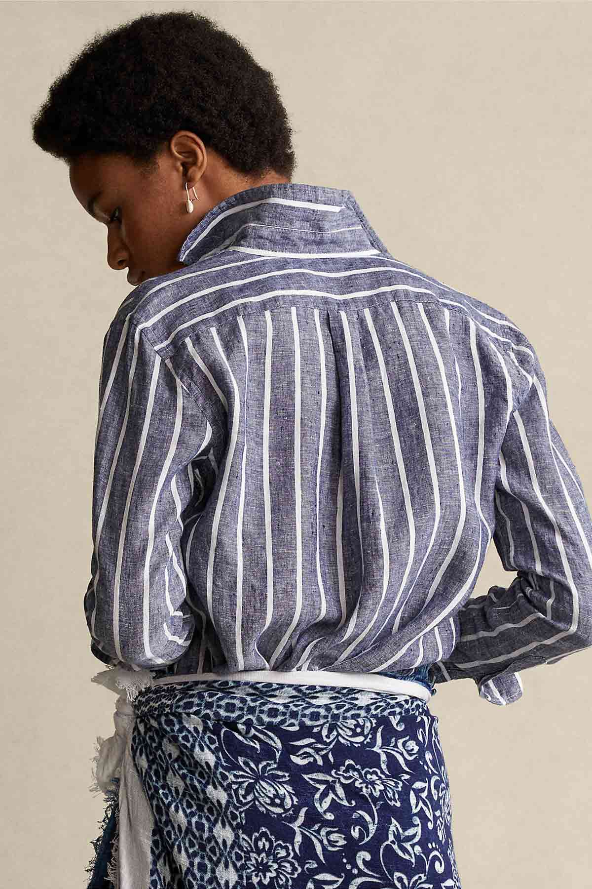 Polo Ralph Lauren Geniş Kesim Çizgili Keten Gömlek-Libas Trendy Fashion Store