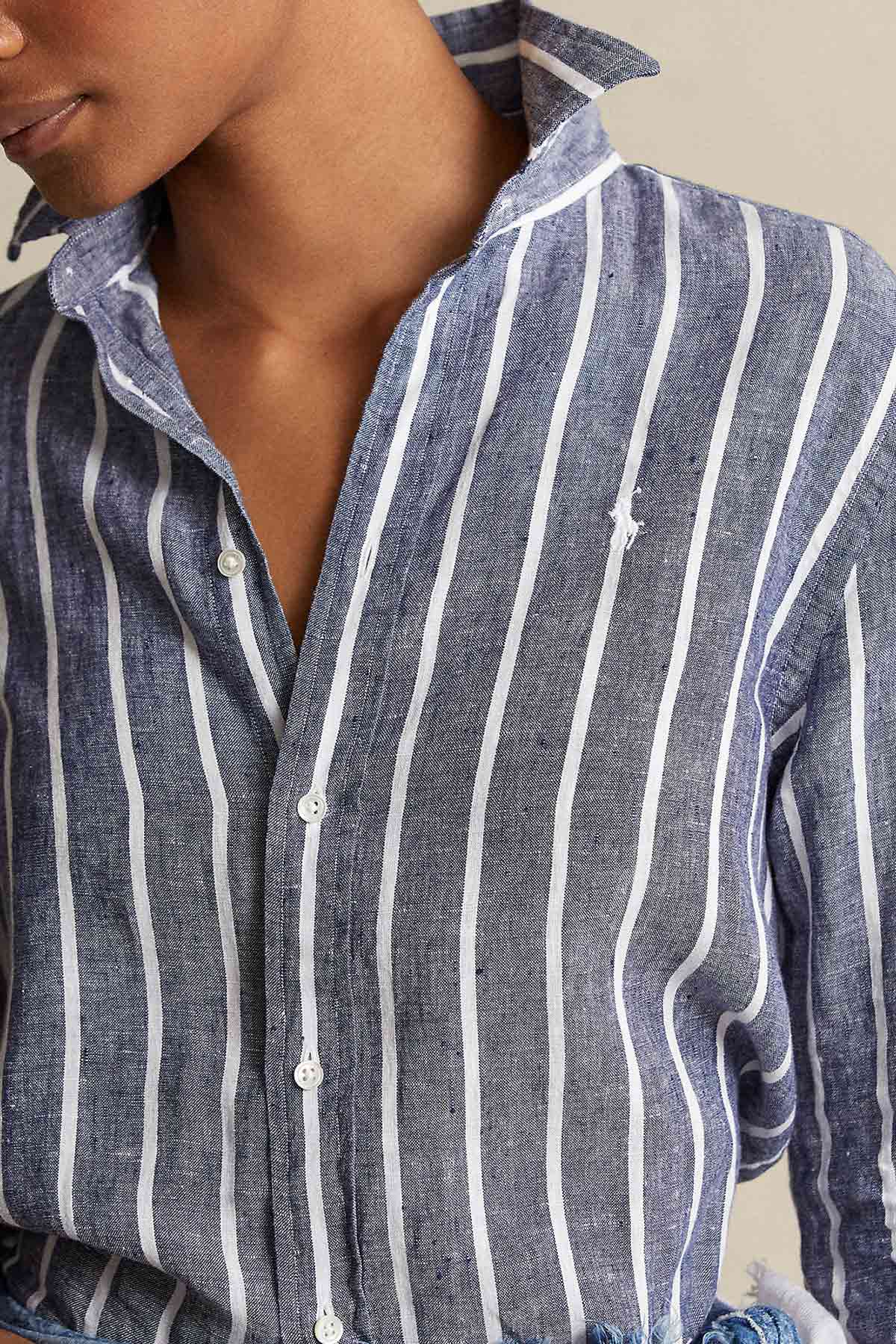 Polo Ralph Lauren Geniş Kesim Çizgili Keten Gömlek-Libas Trendy Fashion Store