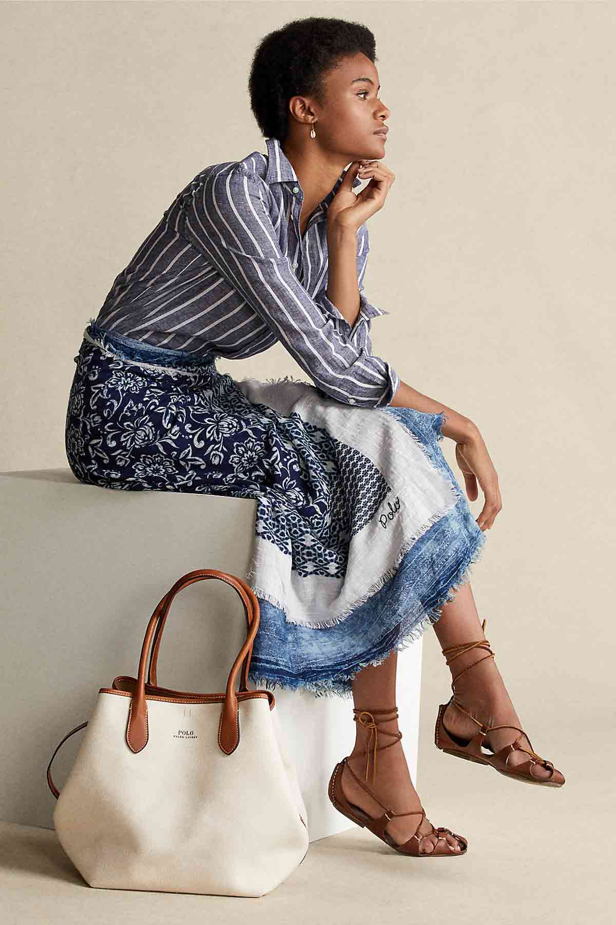 Polo Ralph Lauren Geniş Kesim Çizgili Keten Gömlek-Libas Trendy Fashion Store