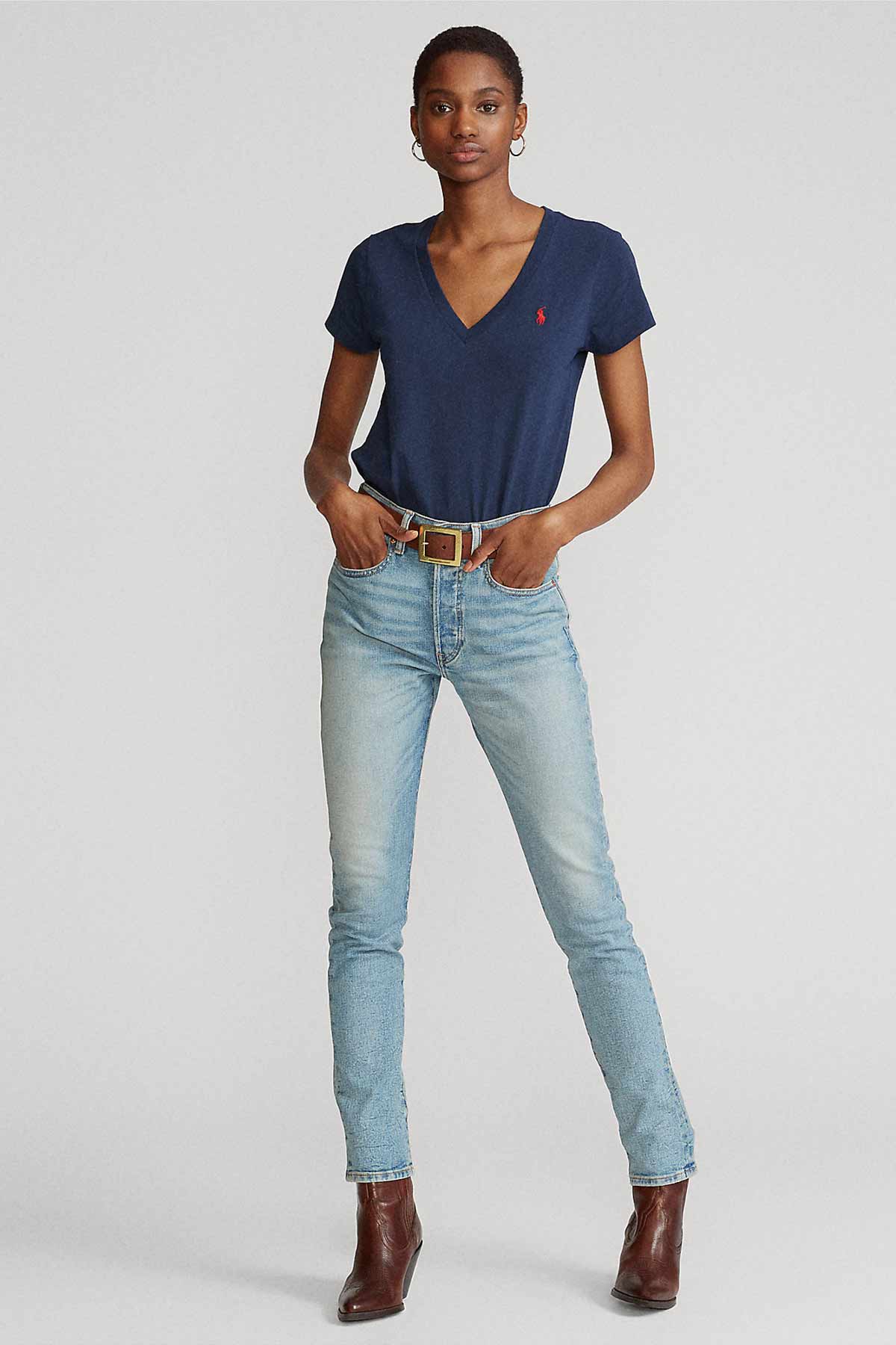 Polo Ralph Lauren Custom Fit V Yaka T-shirt-Libas Trendy Fashion Store