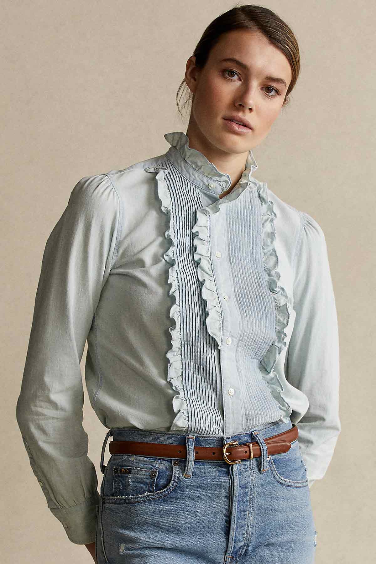 Polo Ralph Lauren Fırfırlı Denim Gömlek-Libas Trendy Fashion Store