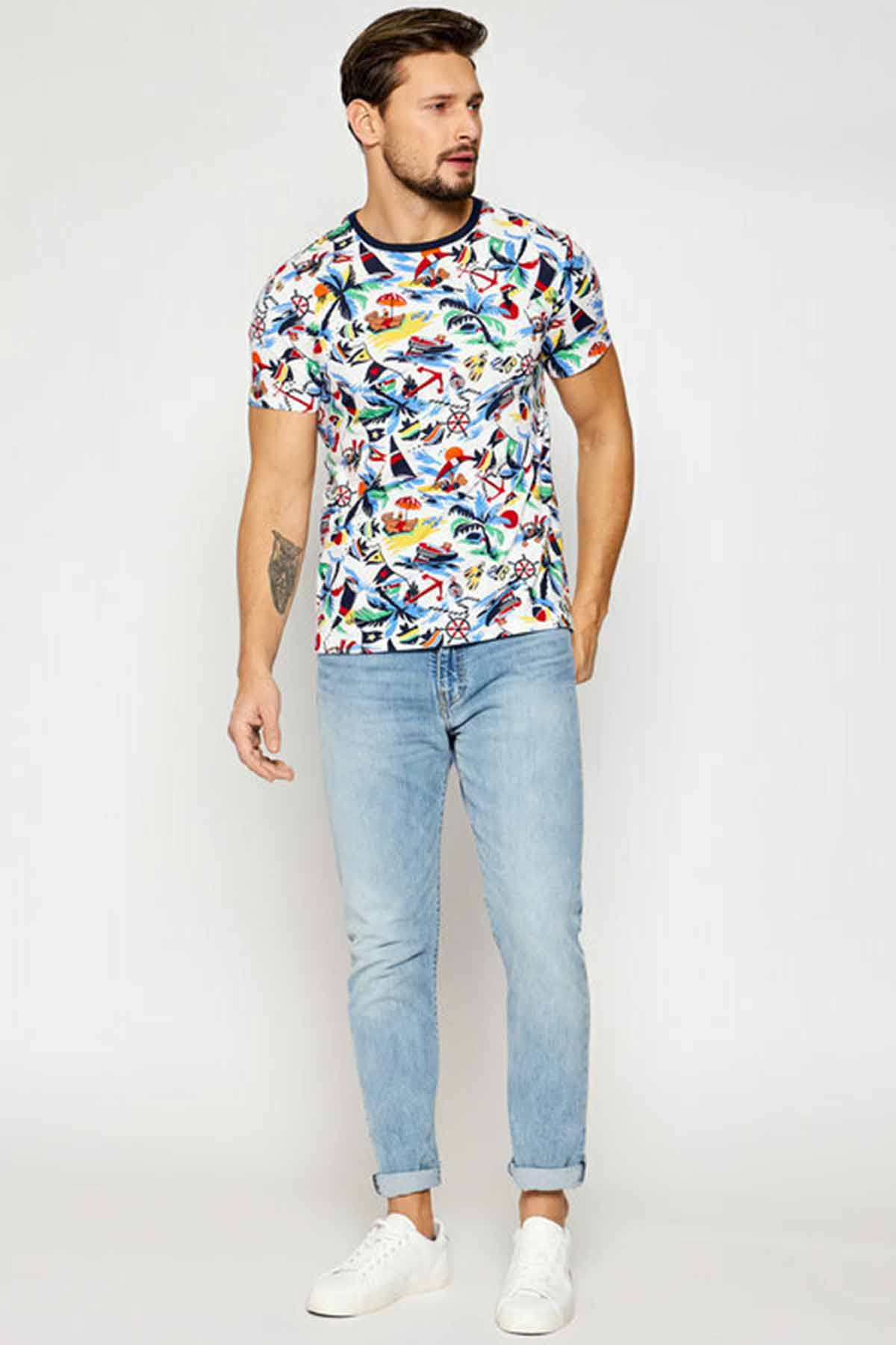 Polo Ralph Lauren Tropikal Desenli Custom Slim Fit T-shirt-Libas Trendy Fashion Store