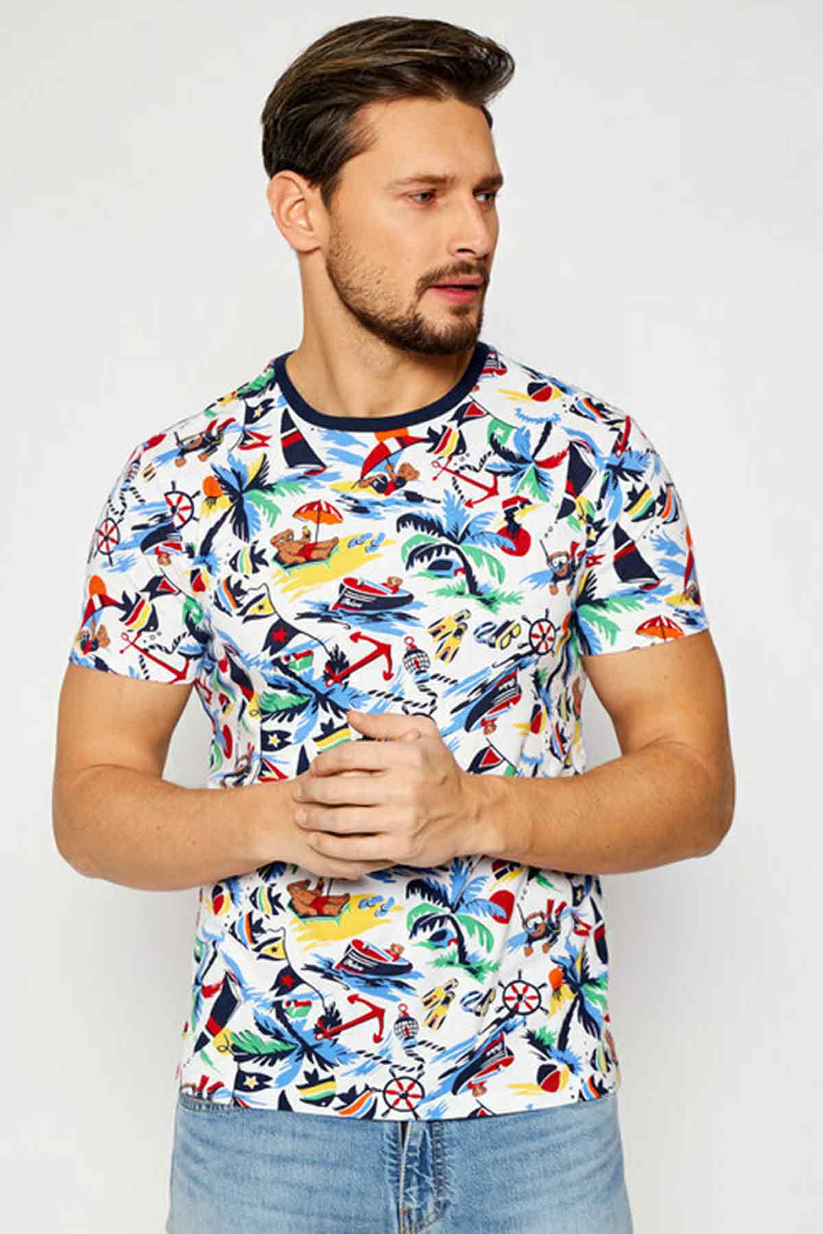 Polo Ralph Lauren Tropikal Desenli Custom Slim Fit T-shirt-Libas Trendy Fashion Store