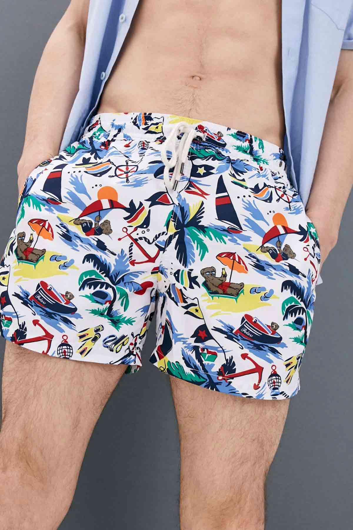 Polo Ralph Lauren Tropik Desenli Slim Fit Şort Mayo-Libas Trendy Fashion Store