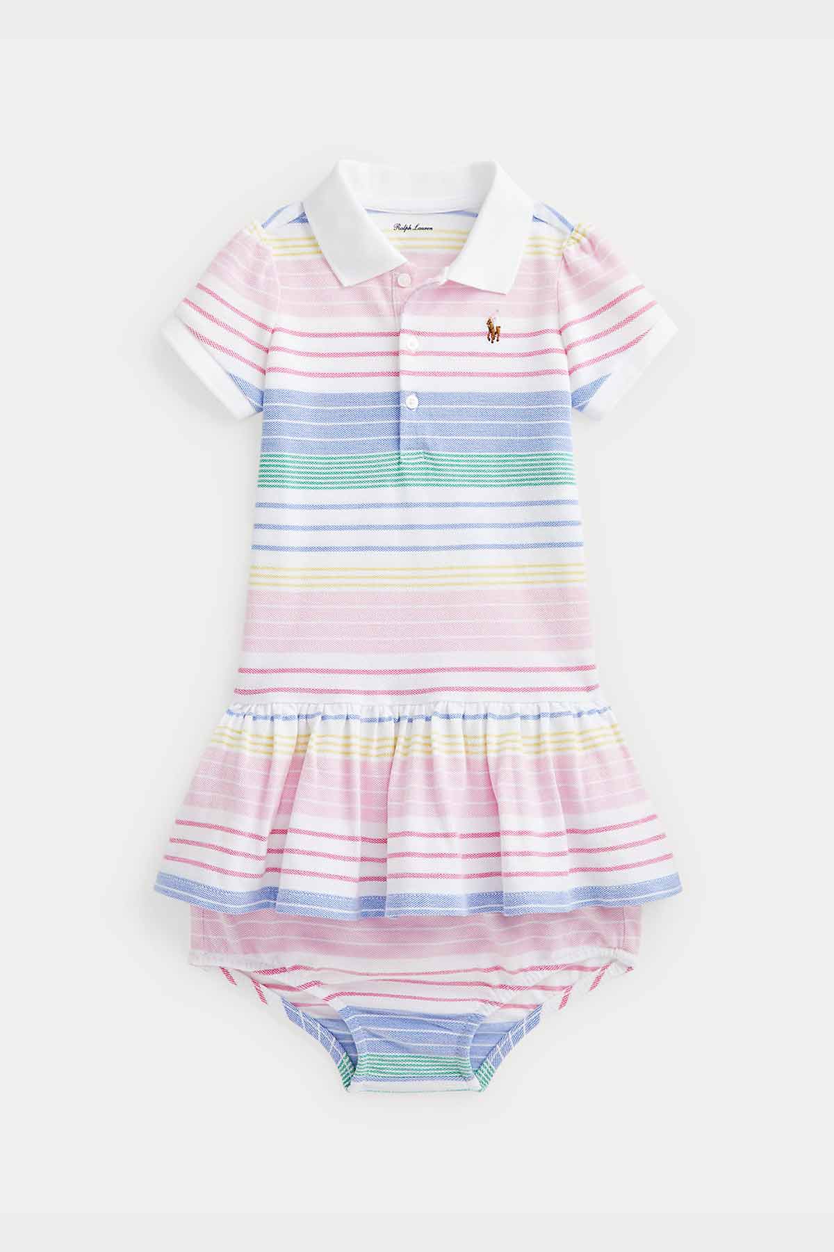 Polo Ralph Lauren 9-18 Ay Kız Bebek Polo Yaka Çizgili Elbise-Libas Trendy Fashion Store
