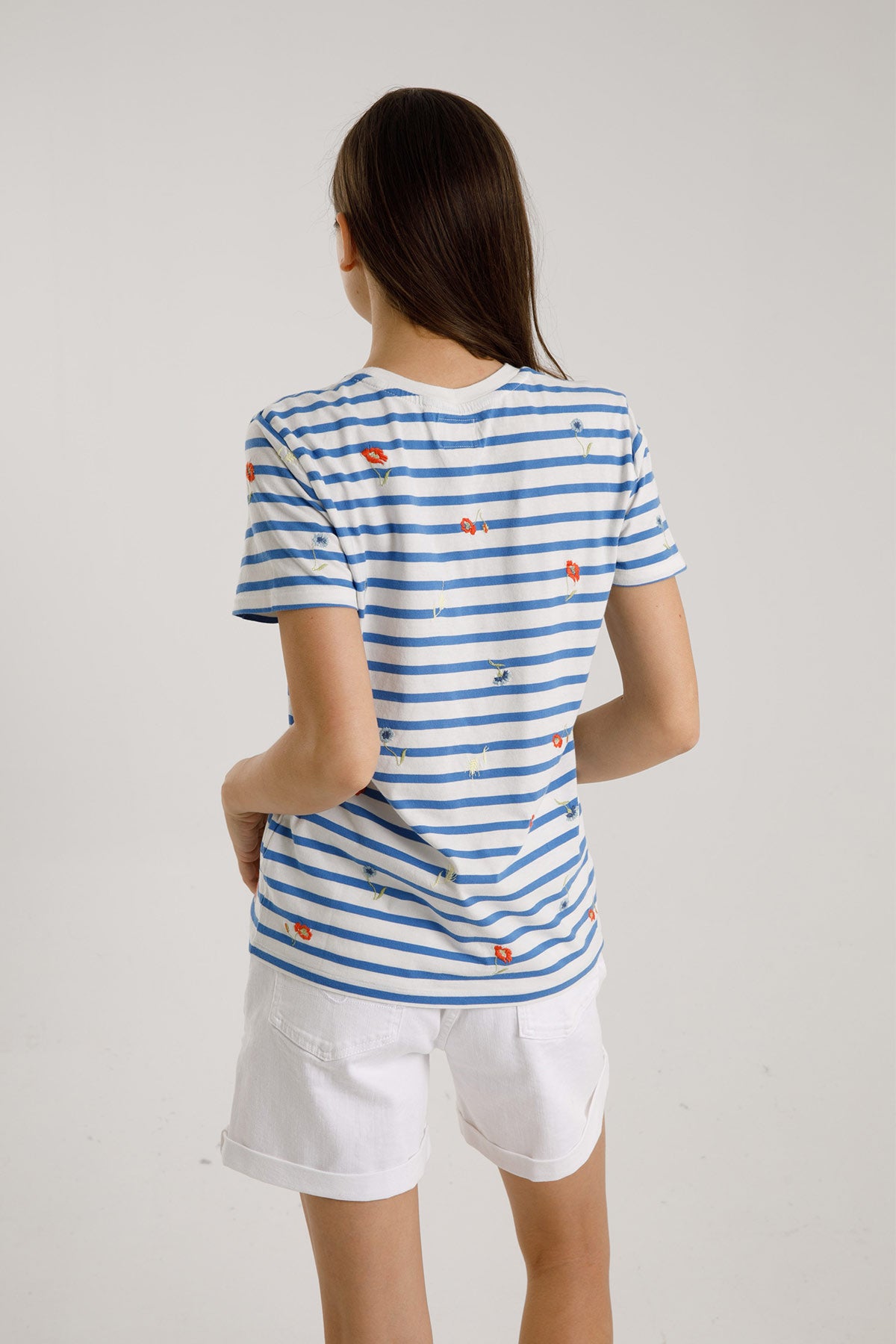 Polo Ralph Lauren Çizgili Çiçek Nakışlı T-shirt-Libas Trendy Fashion Store