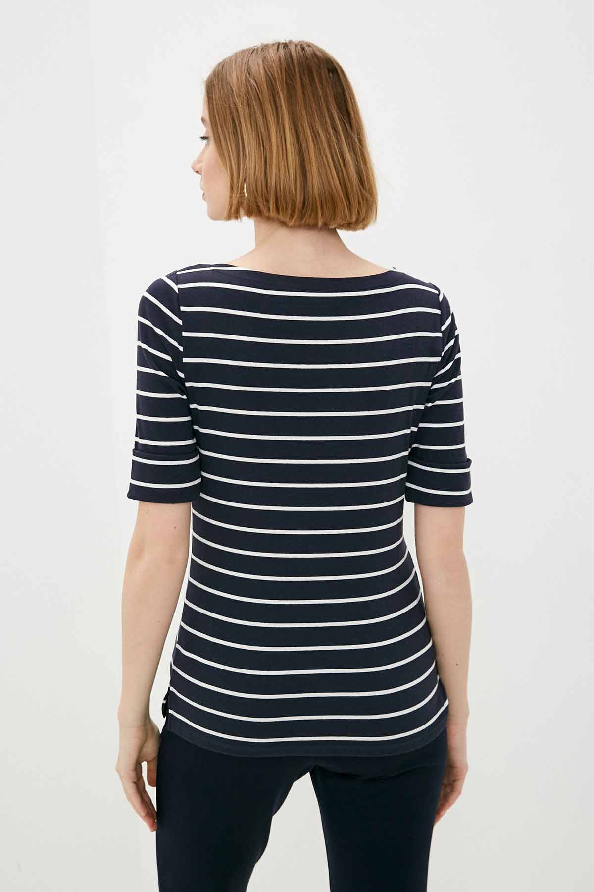 Polo Ralph Lauren Kayık Yaka Çizgili T-shirt-Libas Trendy Fashion Store