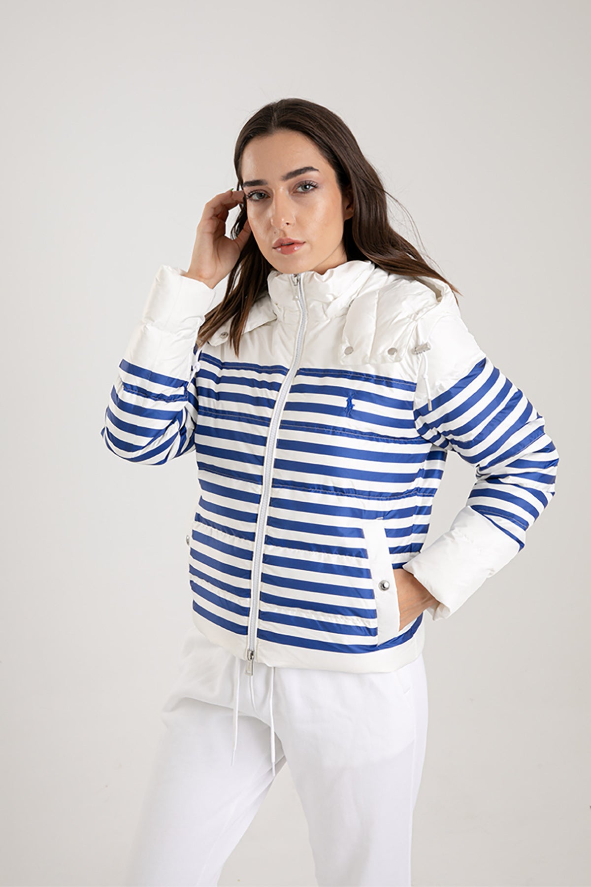 Polo Ralph Lauren Çizgili Puffer Mont-Libas Trendy Fashion Store