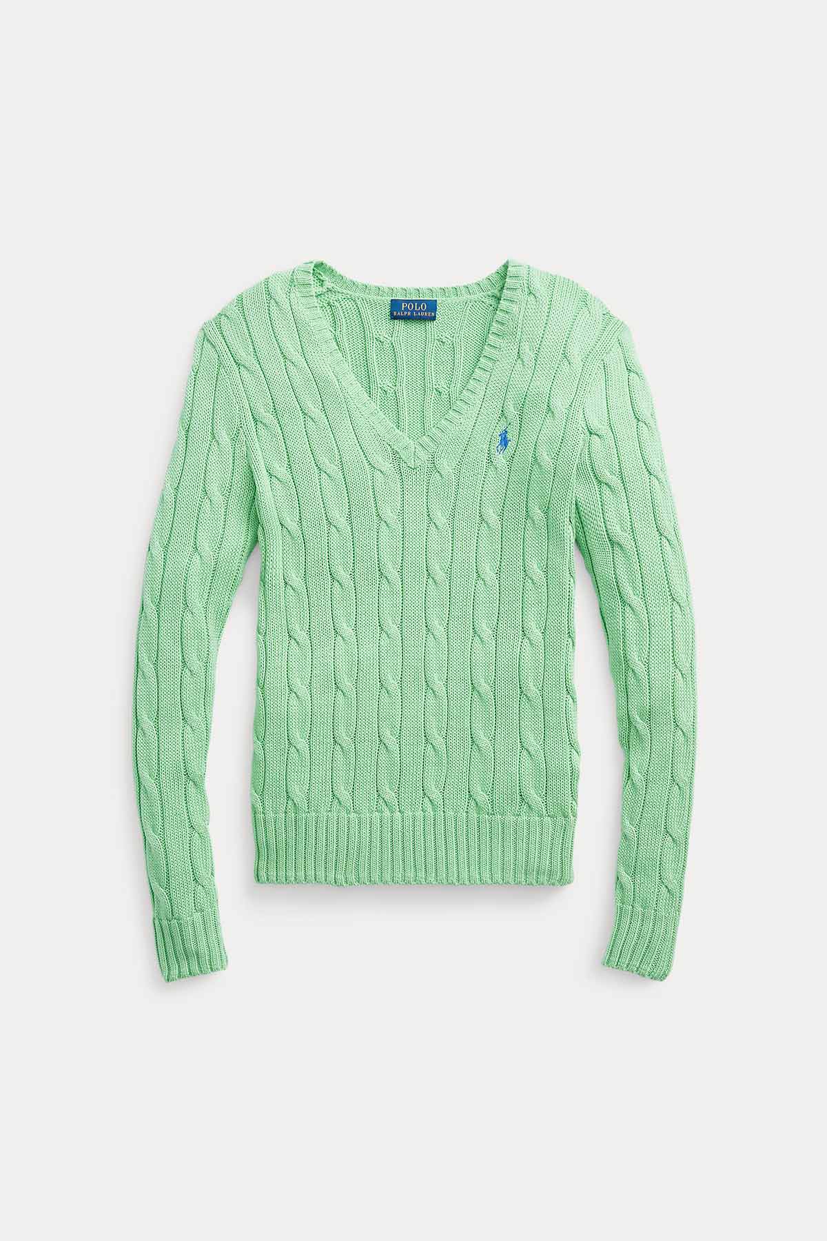 Polo Ralph Lauren Pima Cotton V Yaka Slim Fit Saç Örgü Triko-Libas Trendy Fashion Store