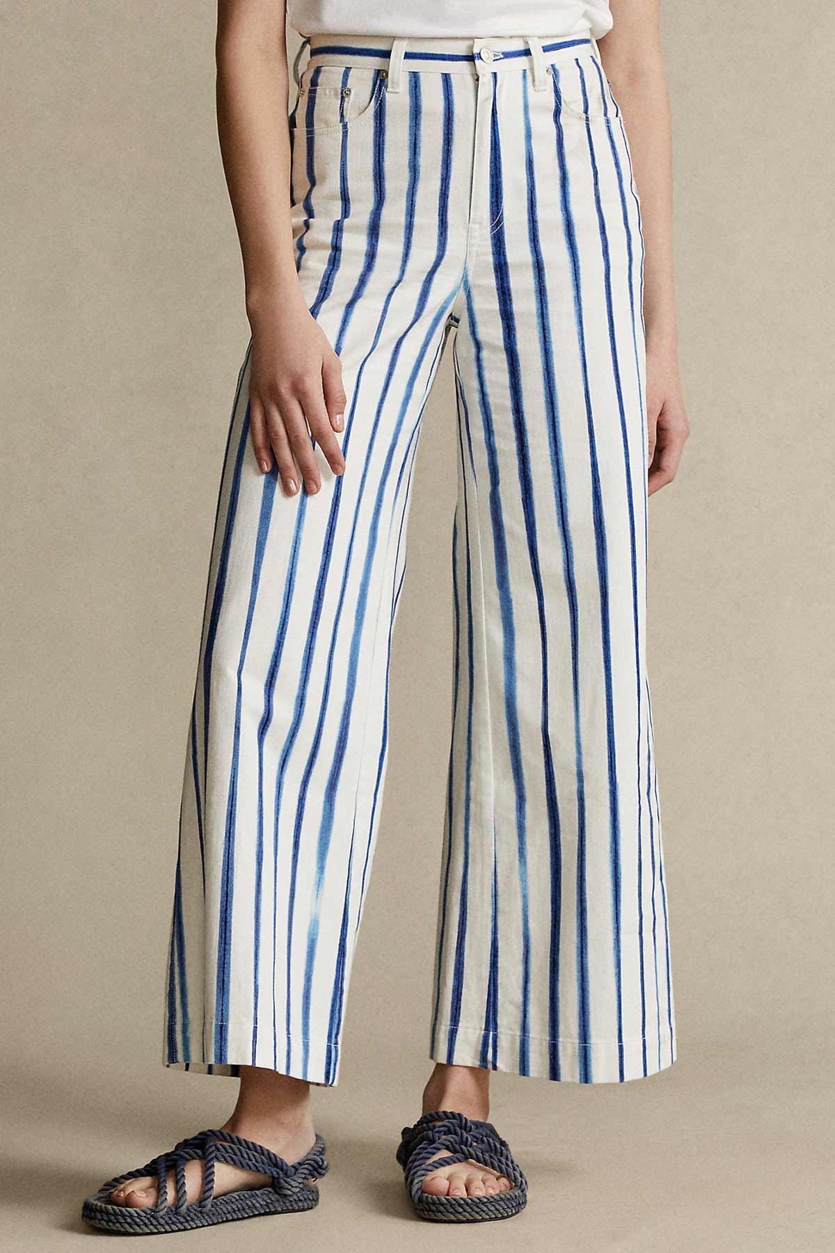 Polo Ralph Lauren Çizgili Yüksek Bel Crop Paça Pantolon-Libas Trendy Fashion Store