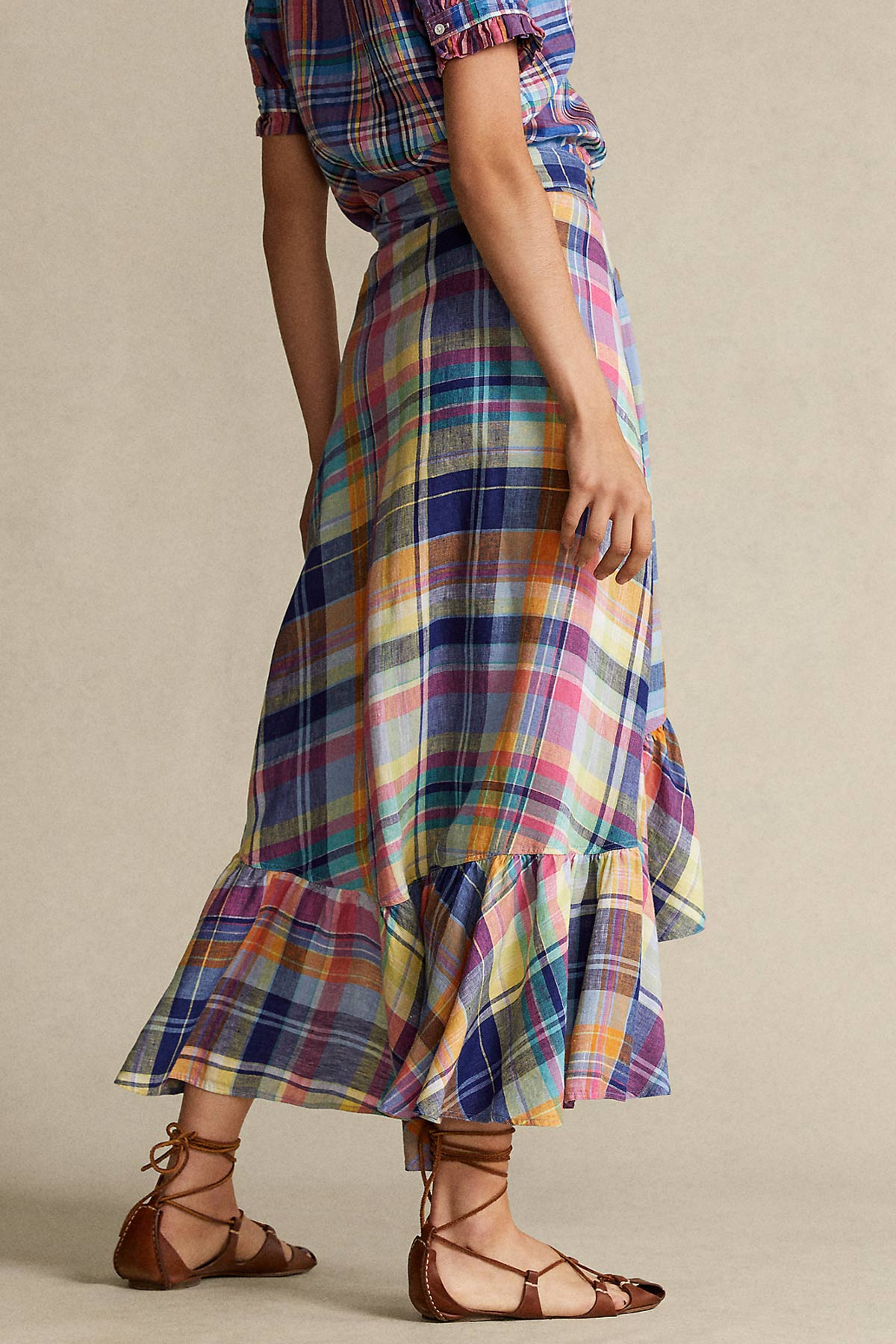 Polo Ralph Lauren Ekoseli Belden Kuşaklı Asimetrik Etek-Libas Trendy Fashion Store