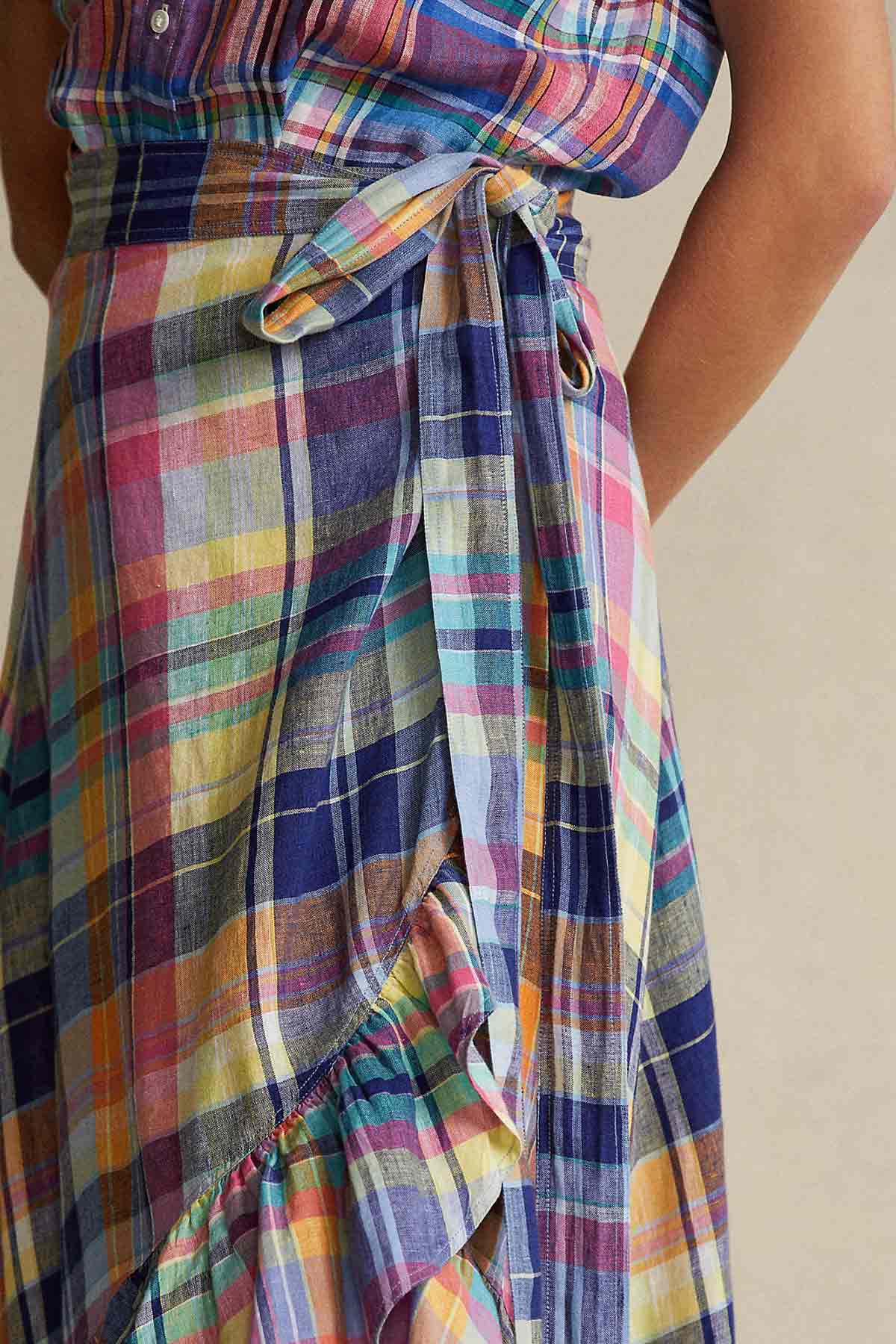 Polo Ralph Lauren Ekoseli Belden Kuşaklı Asimetrik Etek-Libas Trendy Fashion Store