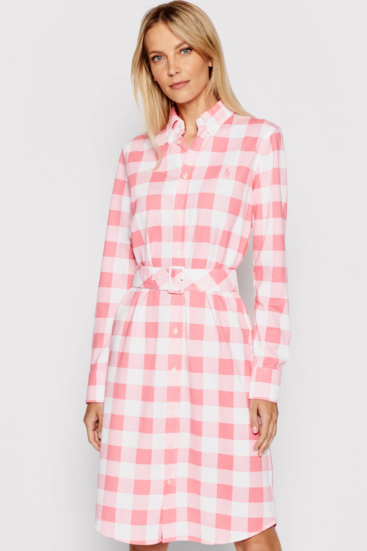 Polo Ralph Lauren Ekoseli Knit Oxford Midi Gömlek Elbise-Libas Trendy Fashion Store