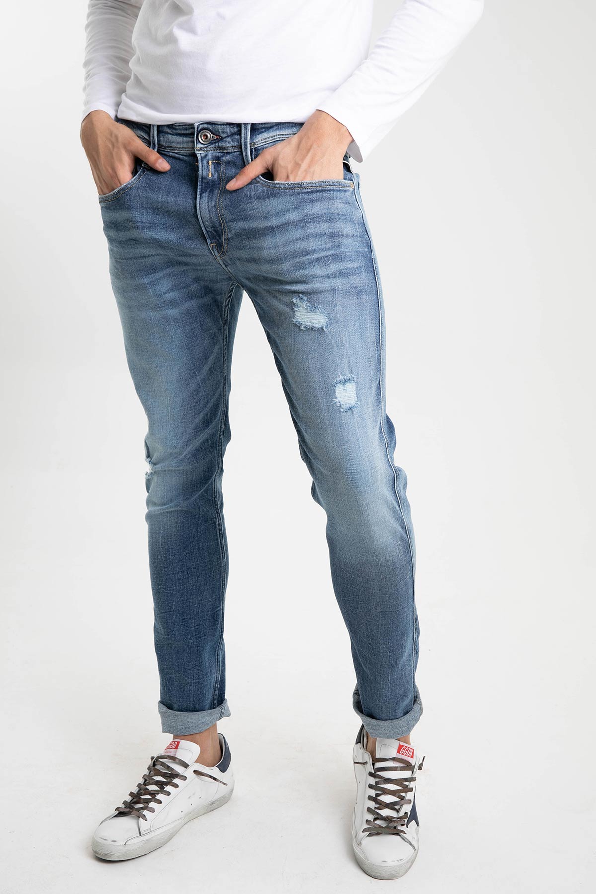 Replay Yırtıklı Eskitmeli Anbass Slim Fit Jeans-Libas Trendy Fashion Store