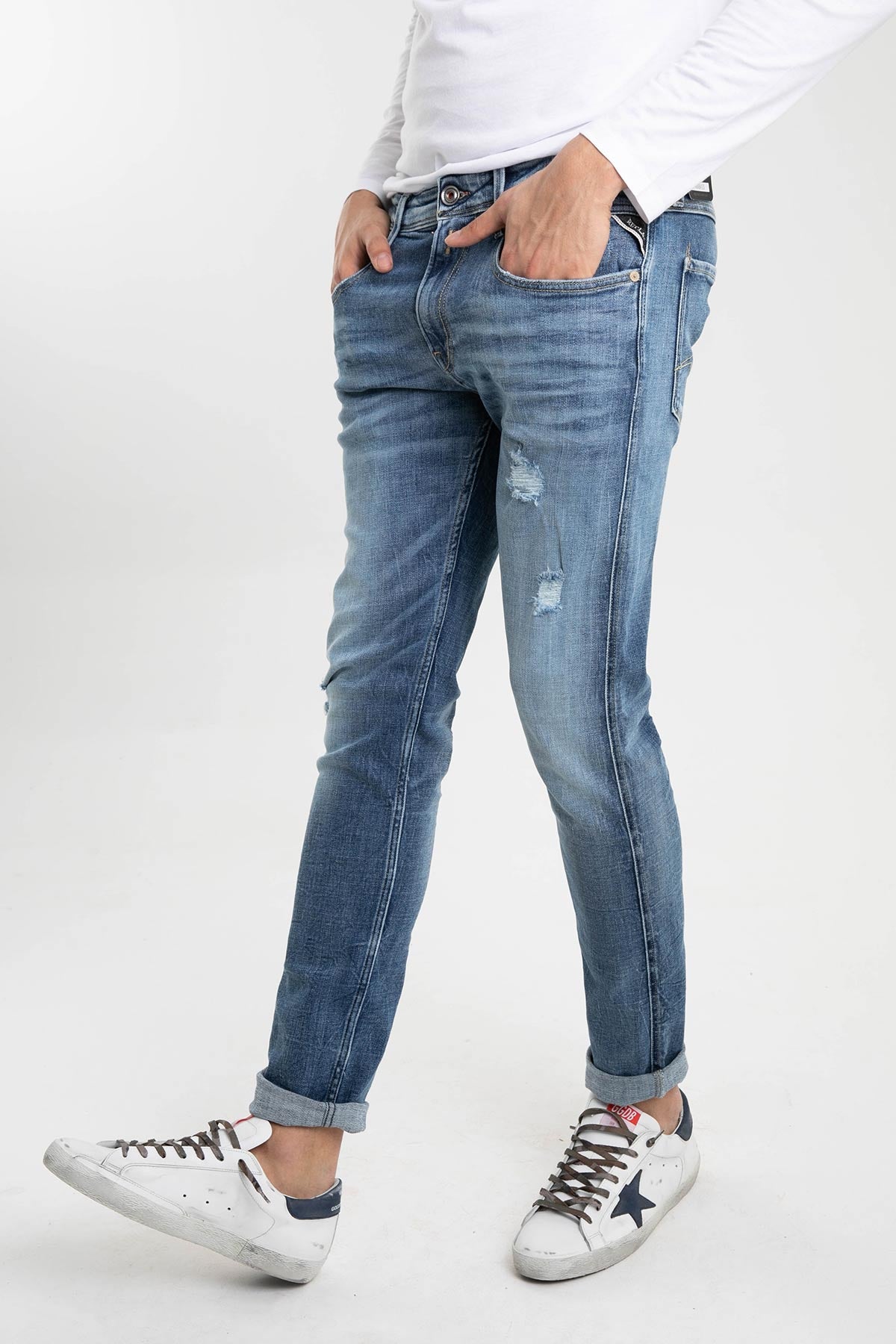 Replay Yırtıklı Eskitmeli Anbass Slim Fit Jeans-Libas Trendy Fashion Store