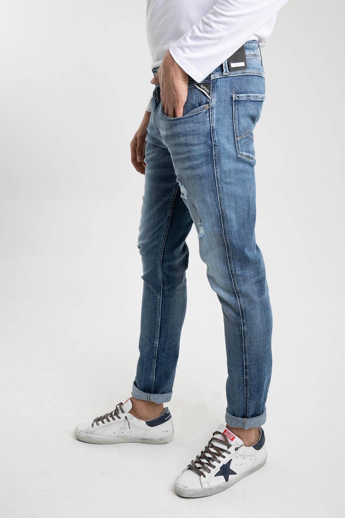 Replay Yırtıklı Eskitmeli Anbass Slim Fit Jeans-Libas Trendy Fashion Store