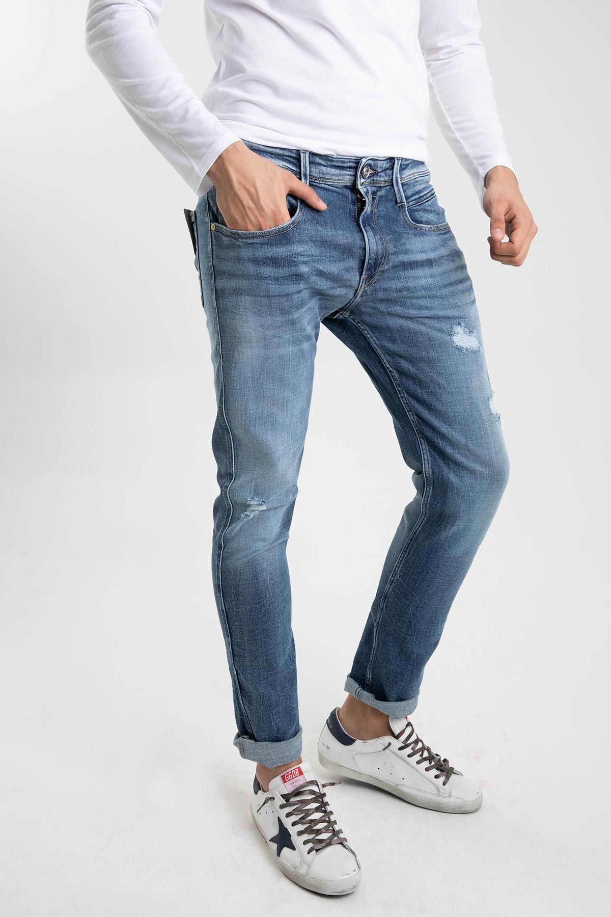Replay Yırtıklı Eskitmeli Anbass Slim Fit Jeans-Libas Trendy Fashion Store