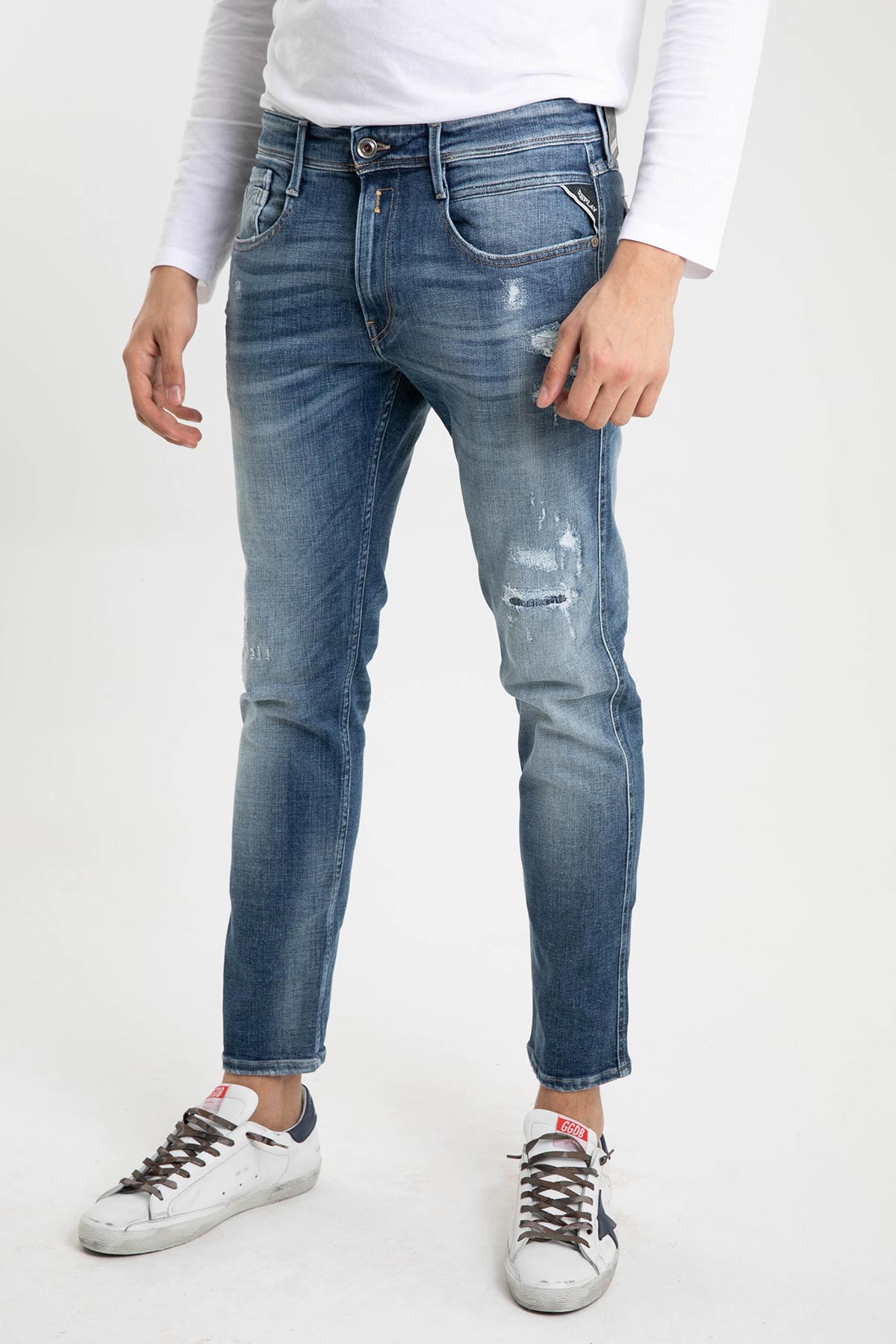 Replay Anbass Yırtık ve Eskitmeli Slim Fit Jeans-Libas Trendy Fashion Store