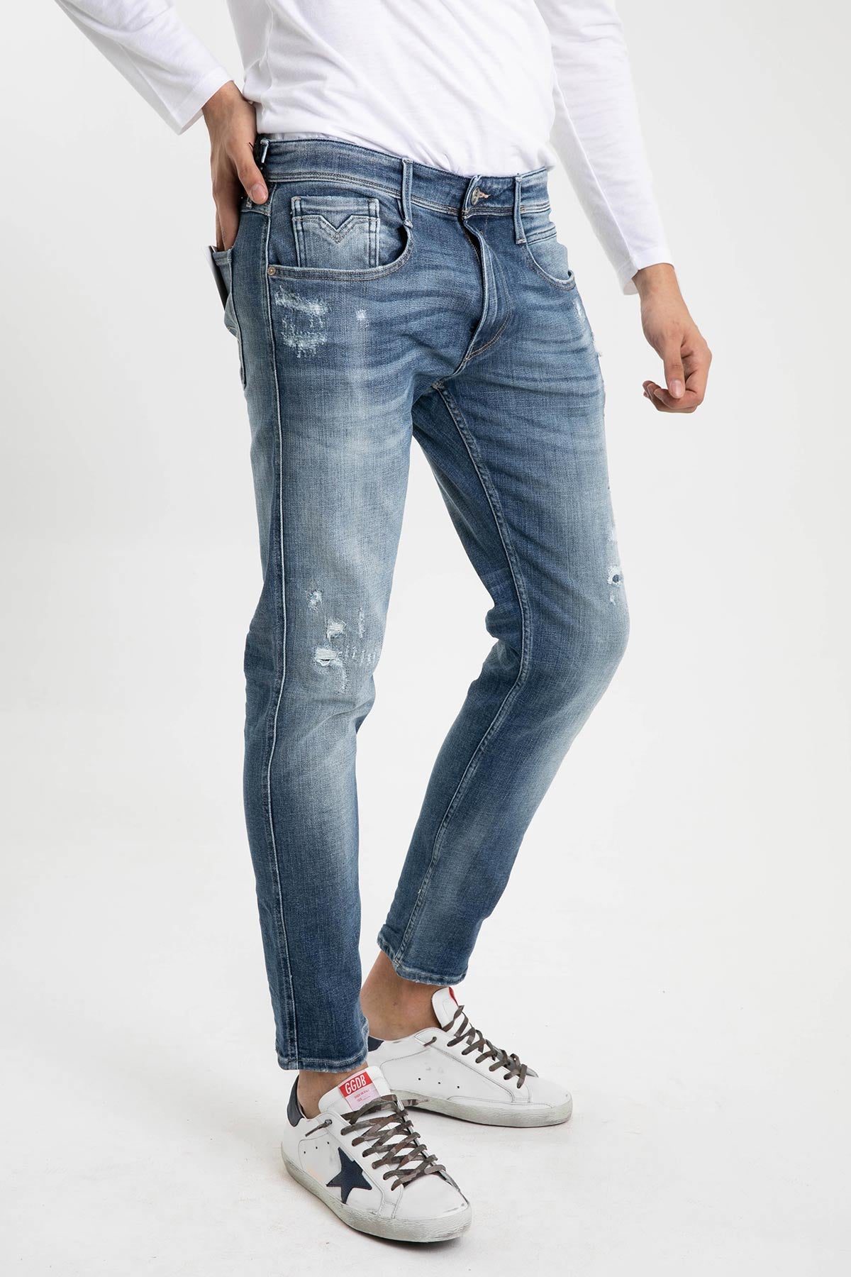 Replay Anbass Yırtık ve Eskitmeli Slim Fit Jeans-Libas Trendy Fashion Store