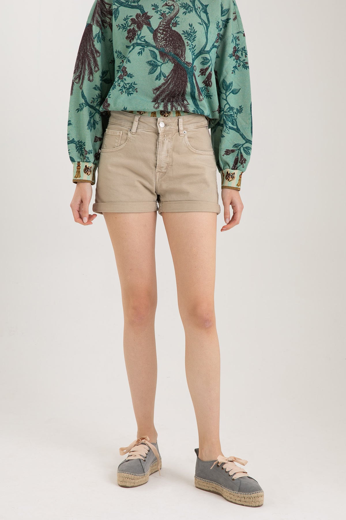 Replay Yıkamalı Bej Jean Şort-Libas Trendy Fashion Store