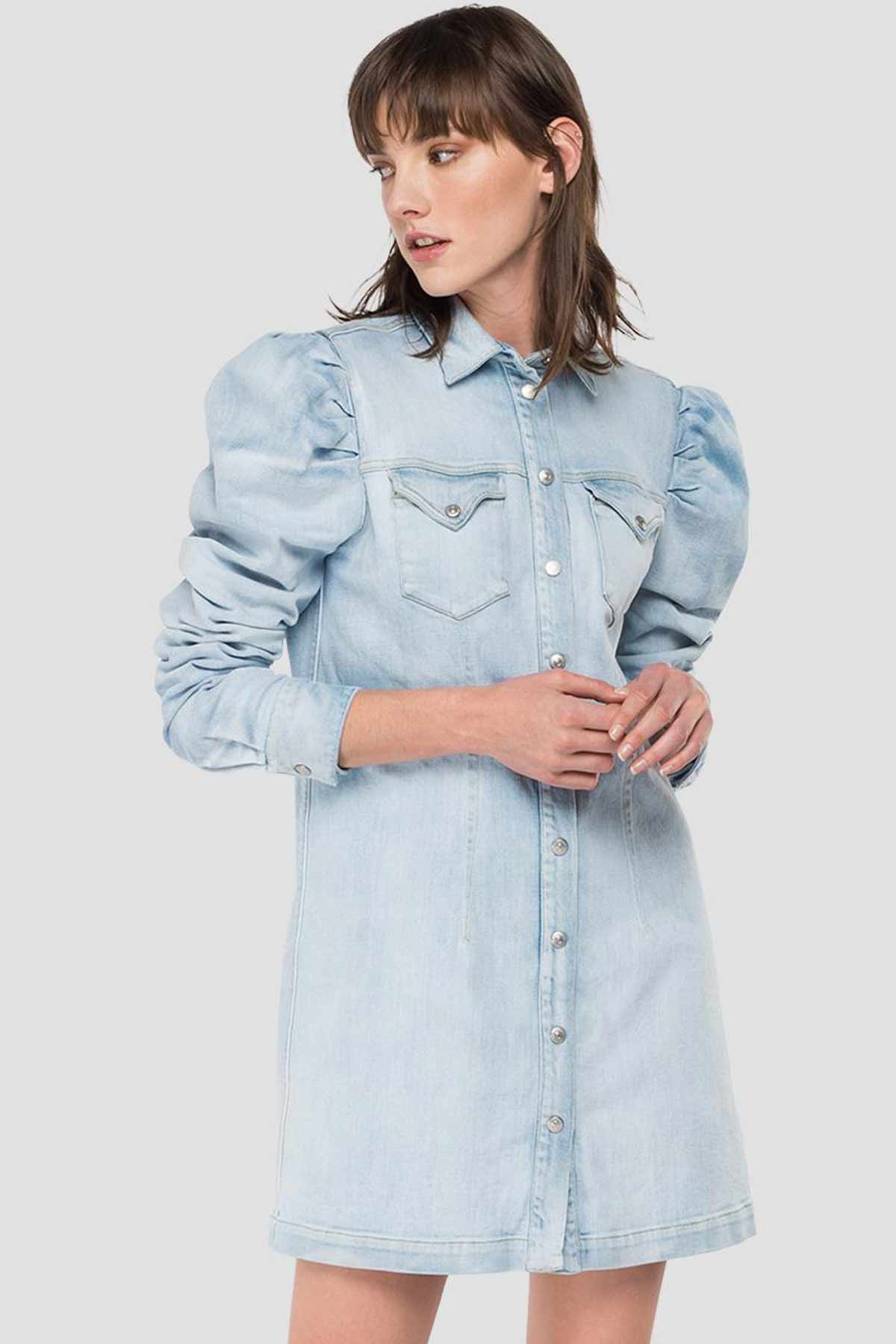 Replay Balon Kollu Mini Denim Elbise-Libas Trendy Fashion Store