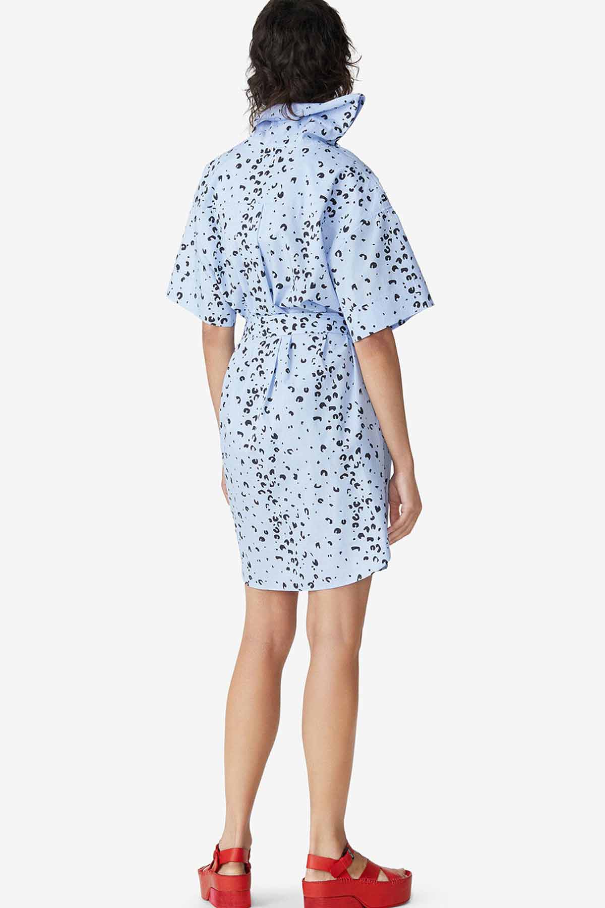 Kenzo Dik Yaka Çita Desenli Elbise-Libas Trendy Fashion Store