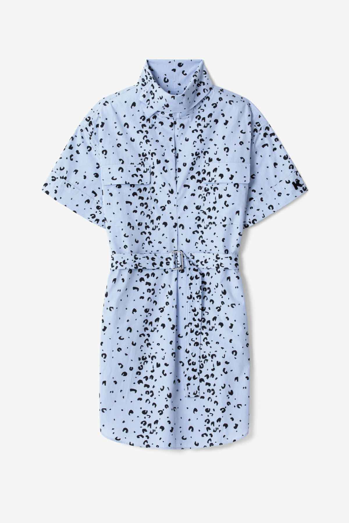 Kenzo Dik Yaka Çita Desenli Elbise-Libas Trendy Fashion Store