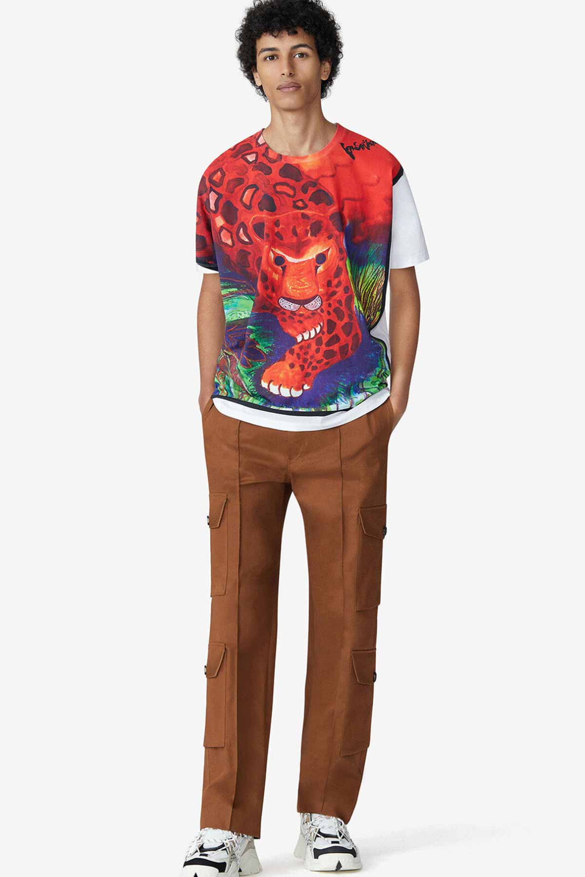 Kenzo Leopar Logolu Bol Kesim T-shirt-Libas Trendy Fashion Store