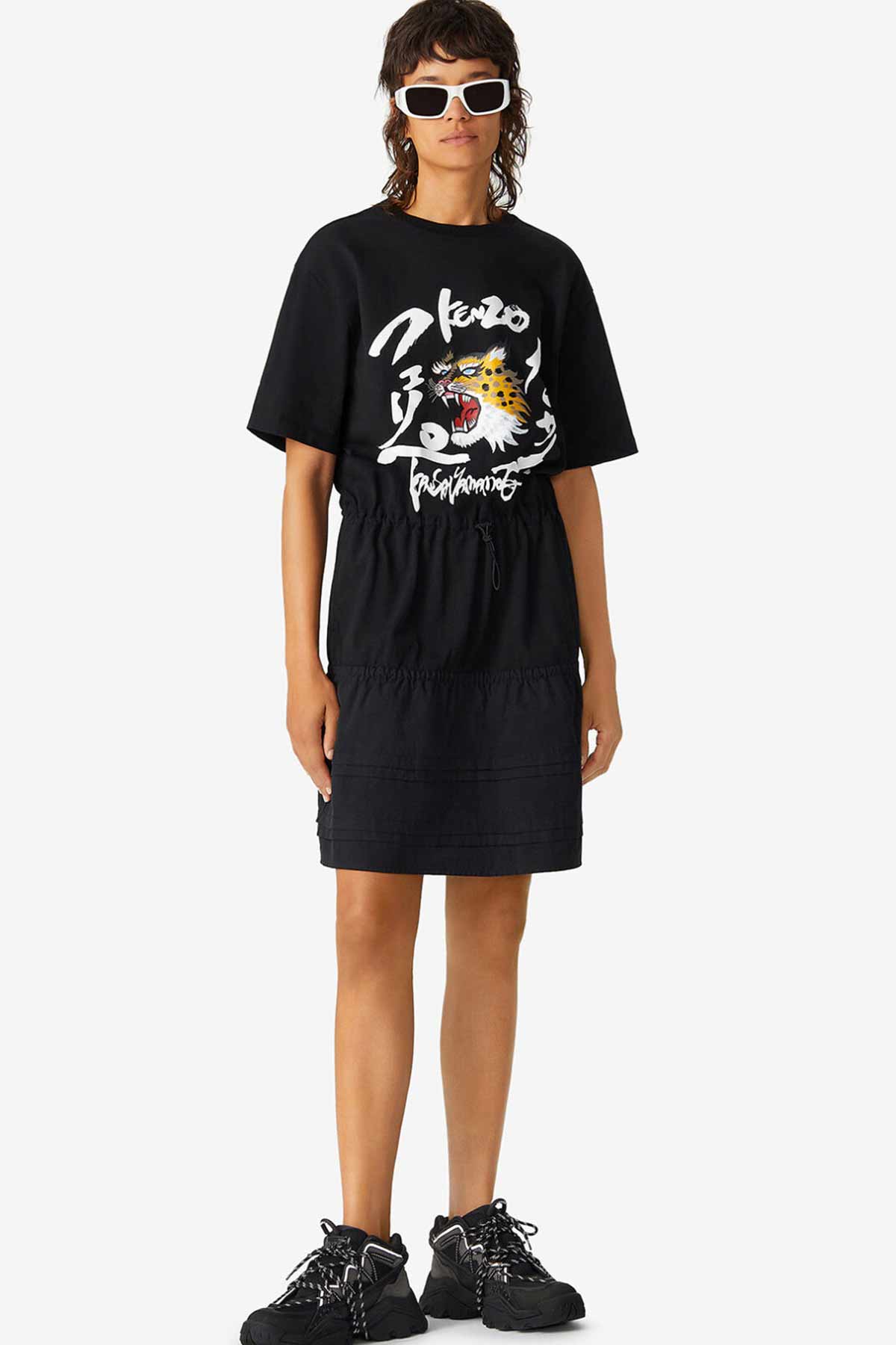 Kenzo Çita Logolu Belden Büzgülü Elbise-Libas Trendy Fashion Store