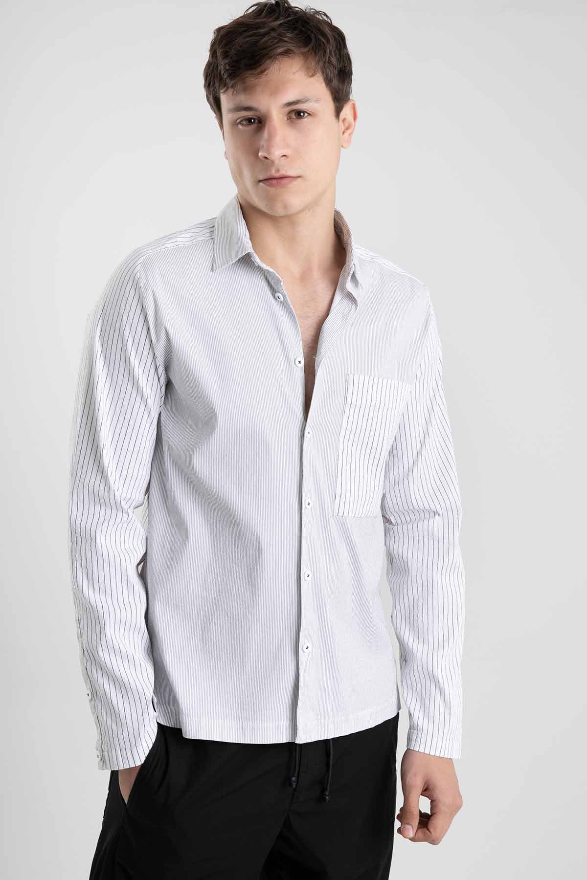 Transit Cep Detaylı Çizgili Gömlek-Libas Trendy Fashion Store