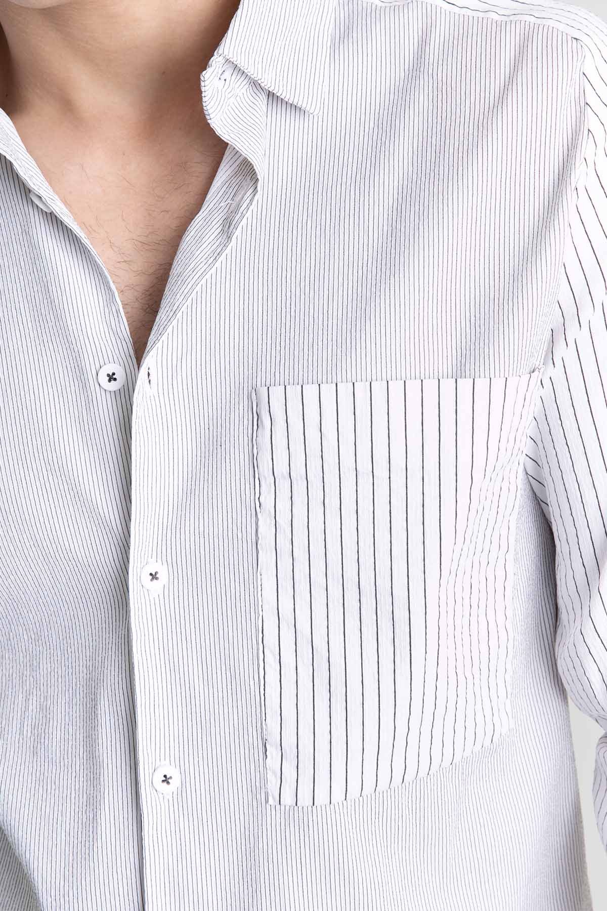 Transit Cep Detaylı Çizgili Gömlek-Libas Trendy Fashion Store