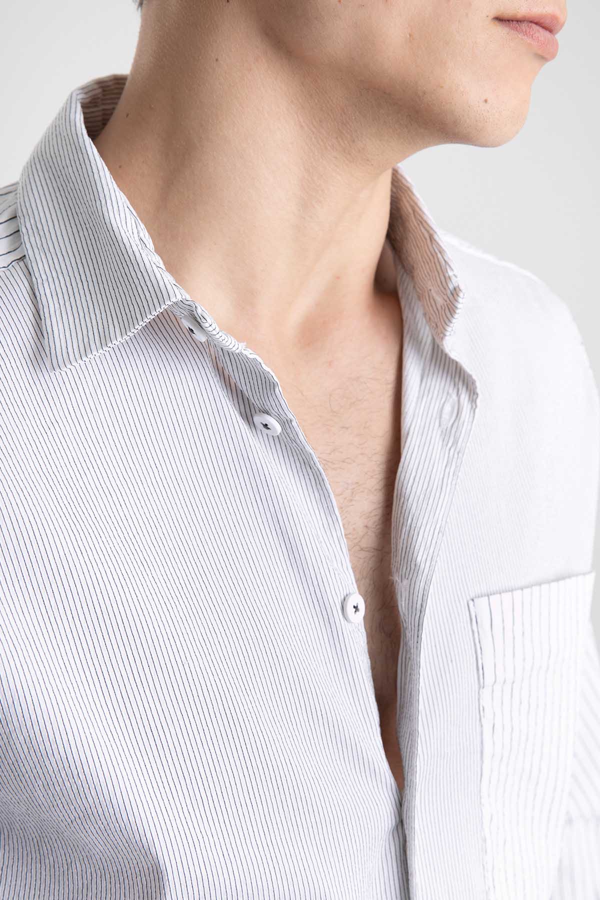 Transit Cep Detaylı Çizgili Gömlek-Libas Trendy Fashion Store