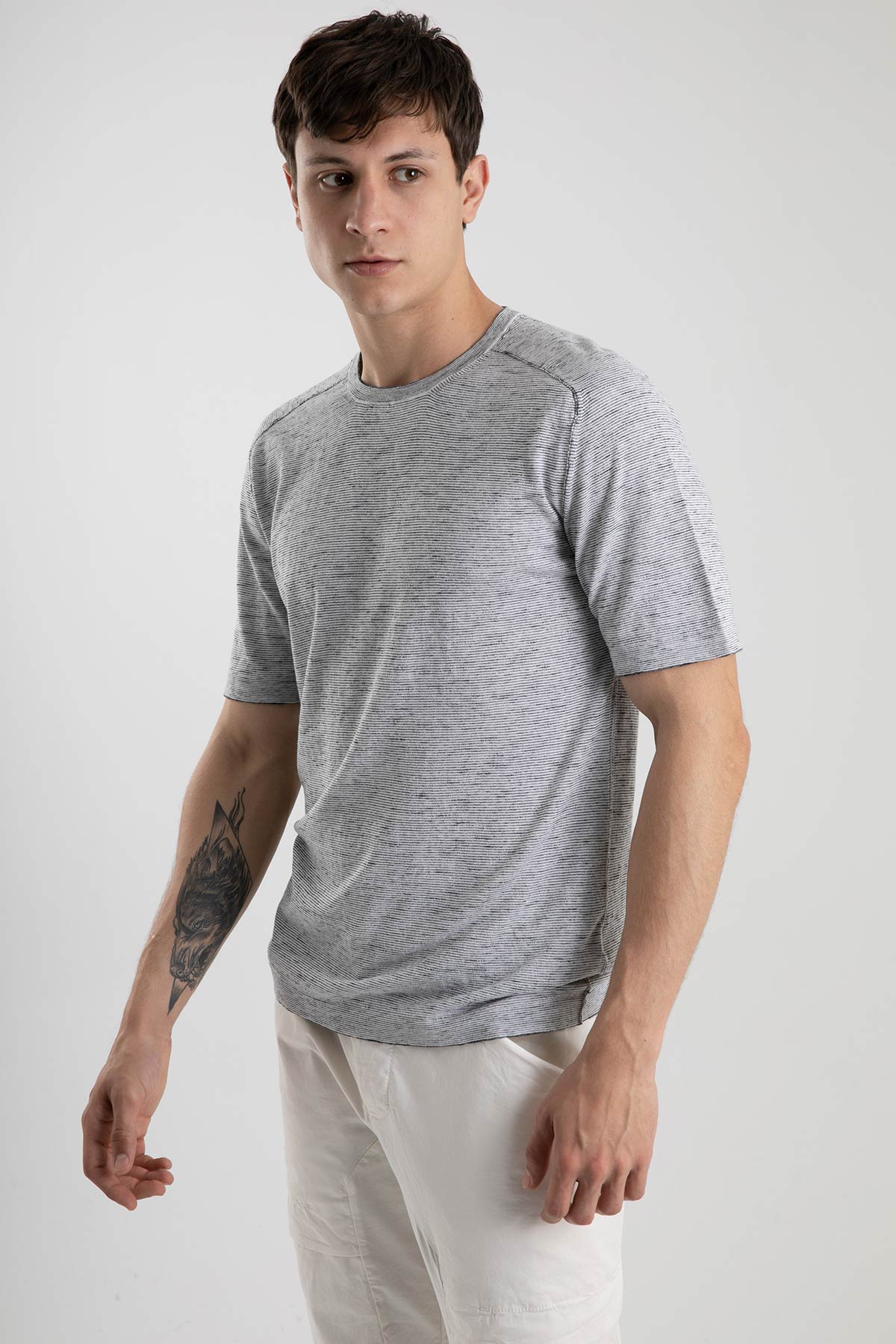 Transit İpekli Çizgili T-shirt-Libas Trendy Fashion Store