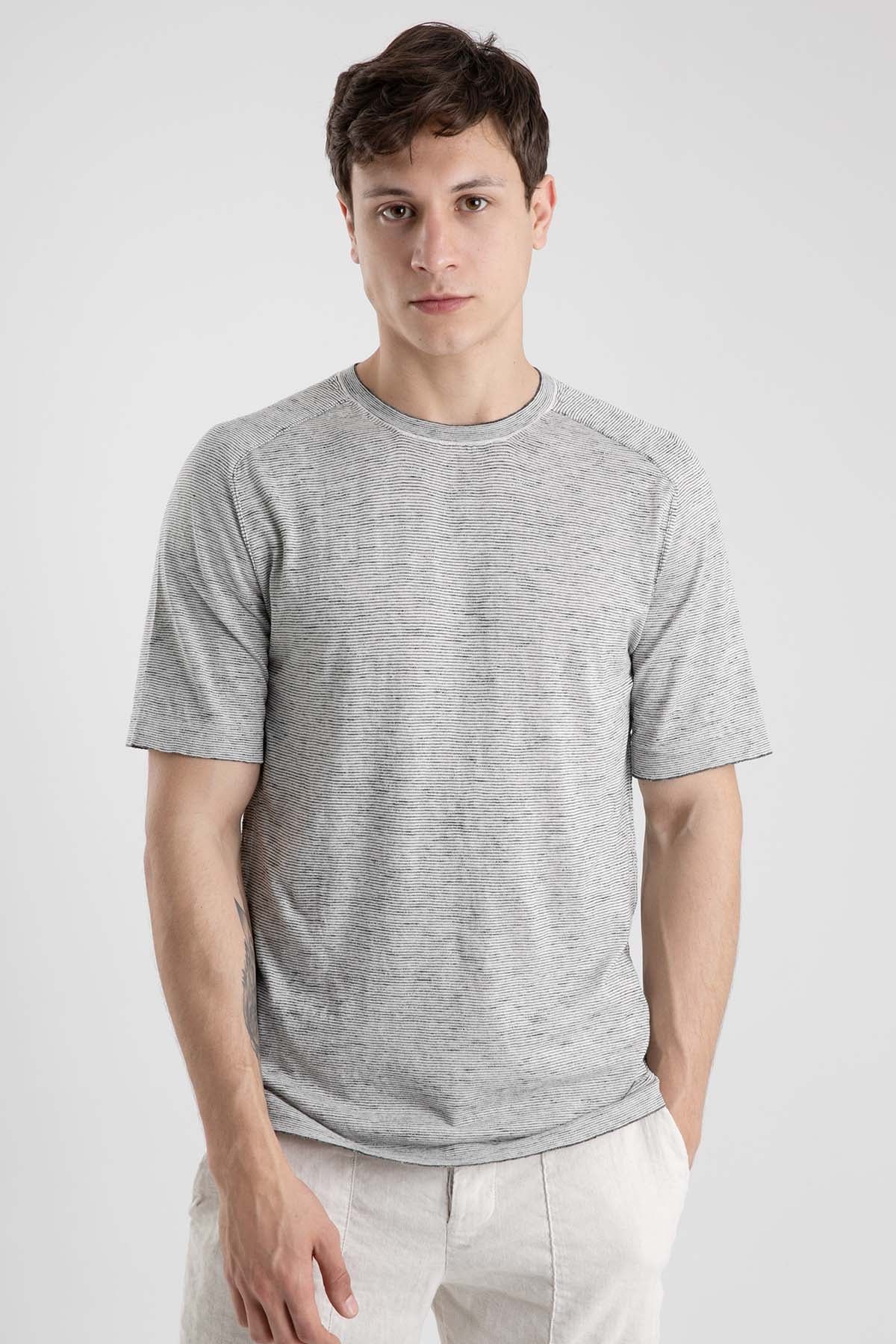 Transit İpekli Çizgili T-shirt-Libas Trendy Fashion Store