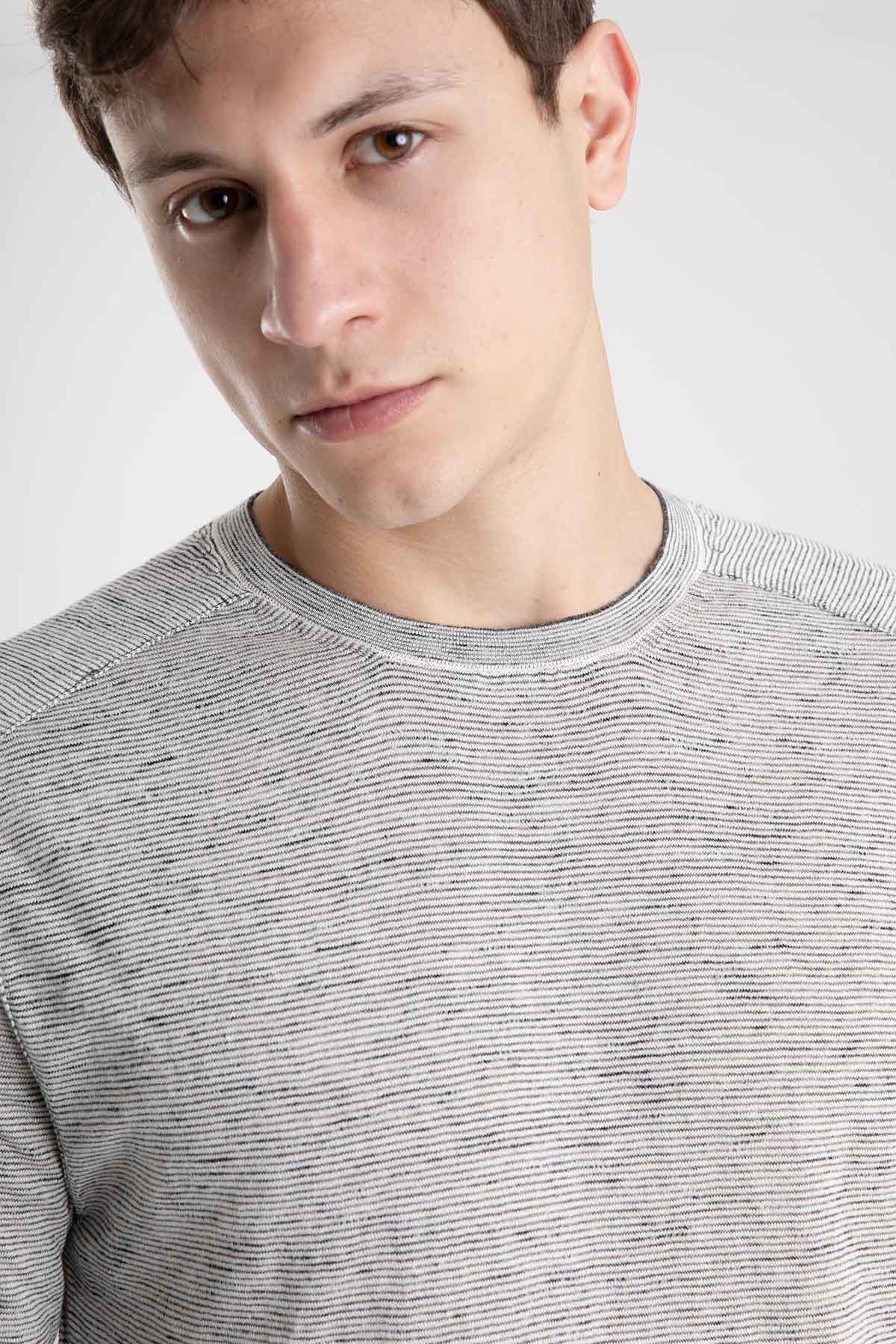 Transit İpekli Çizgili T-shirt-Libas Trendy Fashion Store