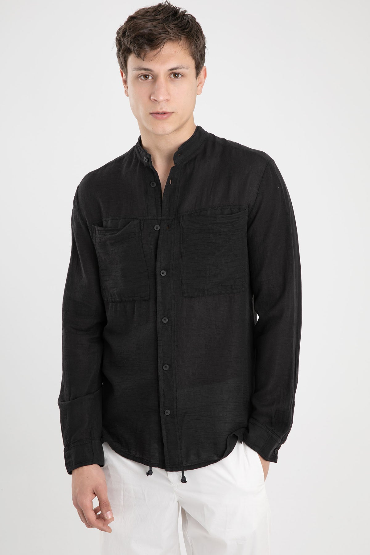 Transit Keten Karışımlı Hakim Yaka Gömlek-Libas Trendy Fashion Store