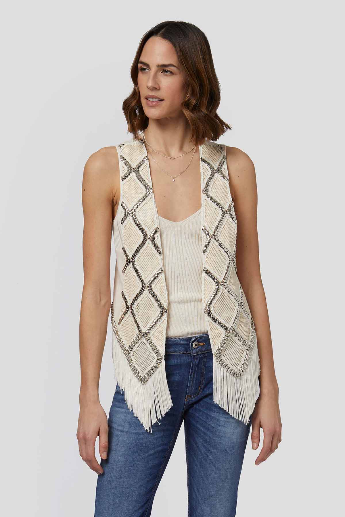 Dondup Metel Aksesuar ve Püskül Detaylı Yelek-Libas Trendy Fashion Store