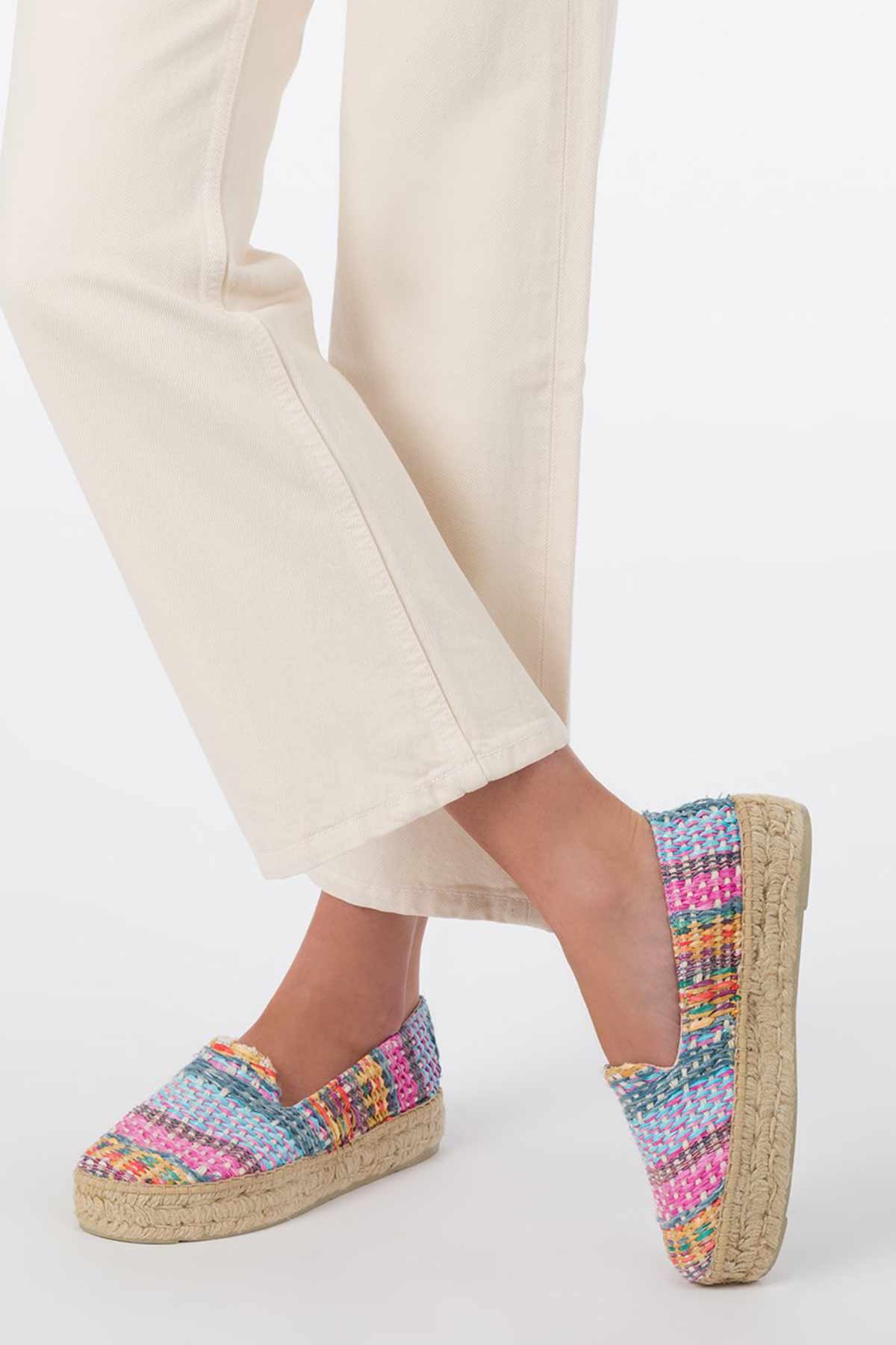 Manebi Renkli Hasır Örgü Espadril-Libas Trendy Fashion Store