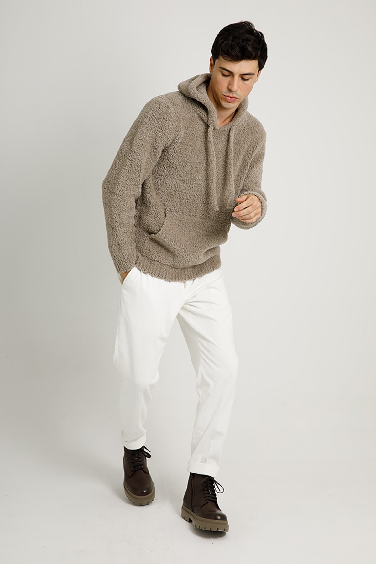 Manifattura Kapüşonlu Peluş Yün Sweatshirt-Libas Trendy Fashion Store