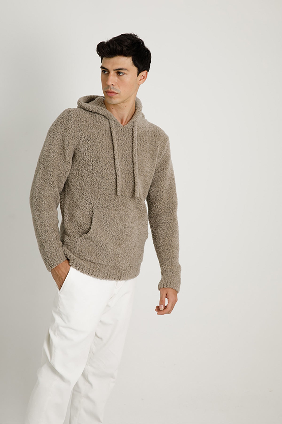 Manifattura Kapüşonlu Peluş Yün Sweatshirt-Libas Trendy Fashion Store