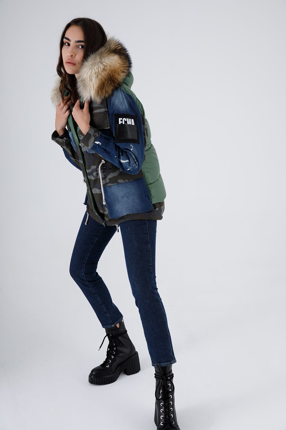 Flo & Clo Kürklü Kamuflaj Desenli Parka-Libas Trendy Fashion Store