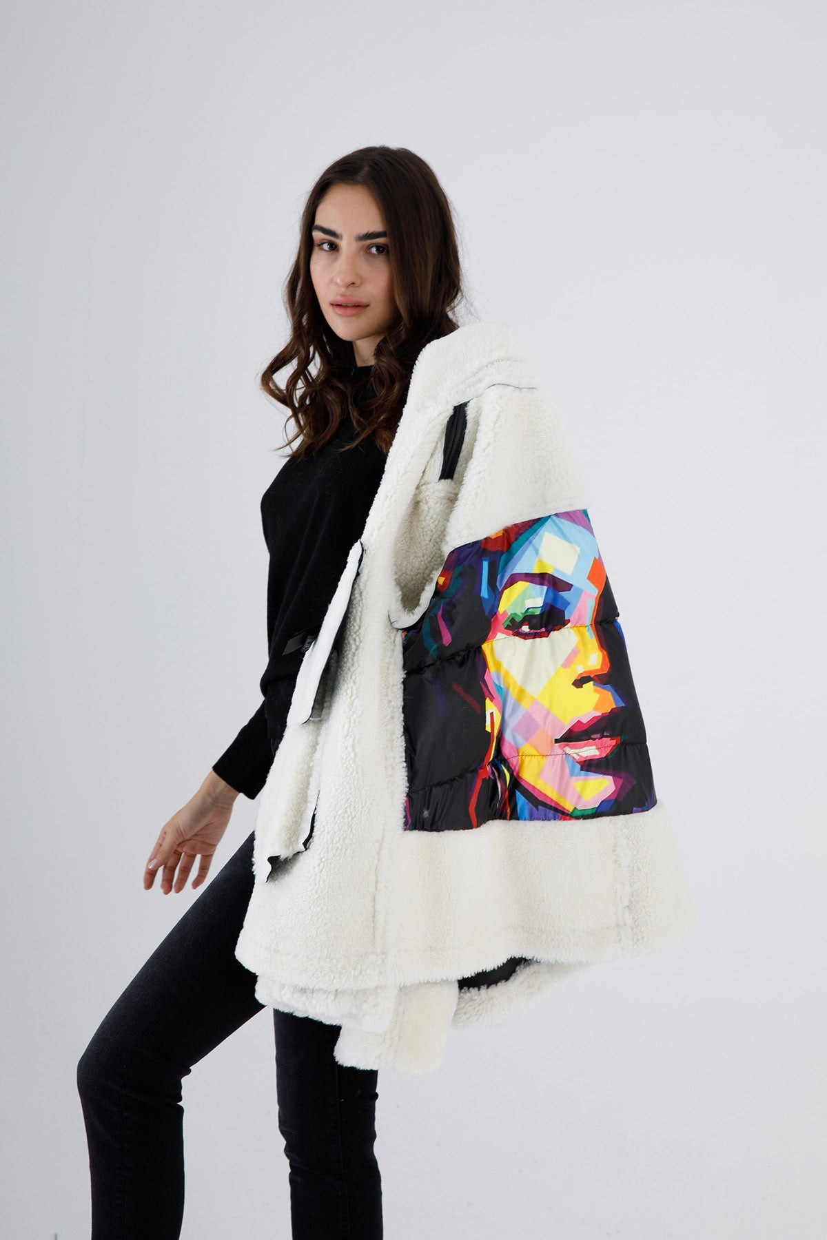 Flo & Clo Arkası Puffer Detaylı Deri Shearling Kaban-Libas Trendy Fashion Store