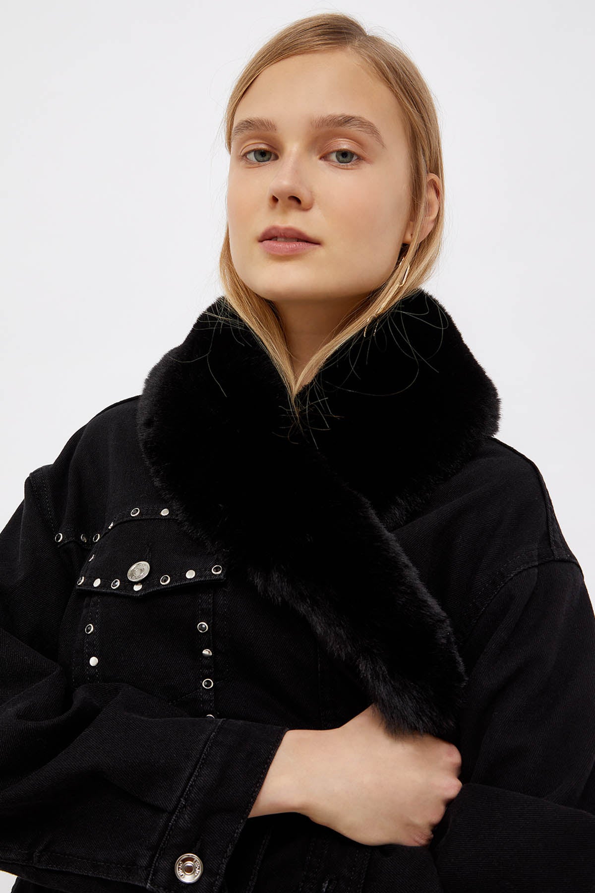 Liu Jo Kürklü Yaka Denim Ceket-Libas Trendy Fashion Store