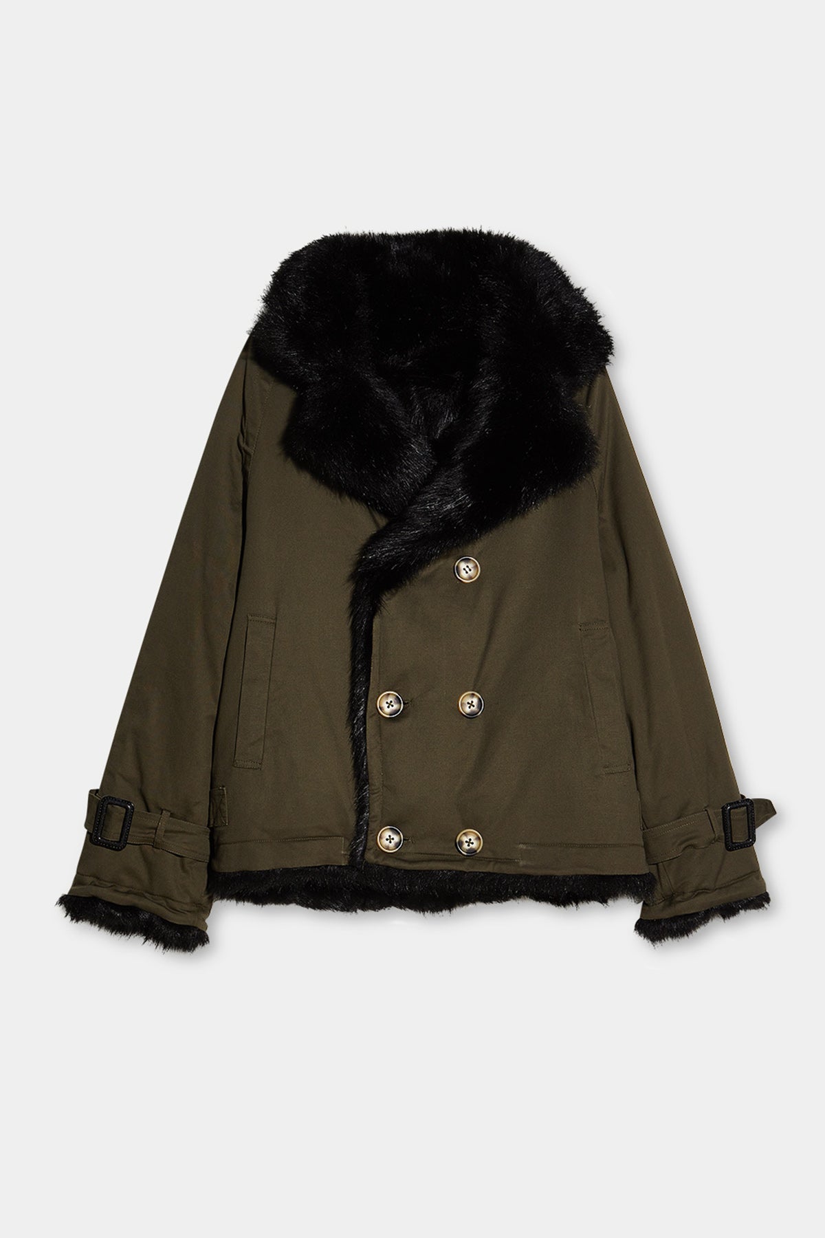 Liu Jo Kürk Detaylı Çift Taraflı Kruvaze Kaban-Libas Trendy Fashion Store