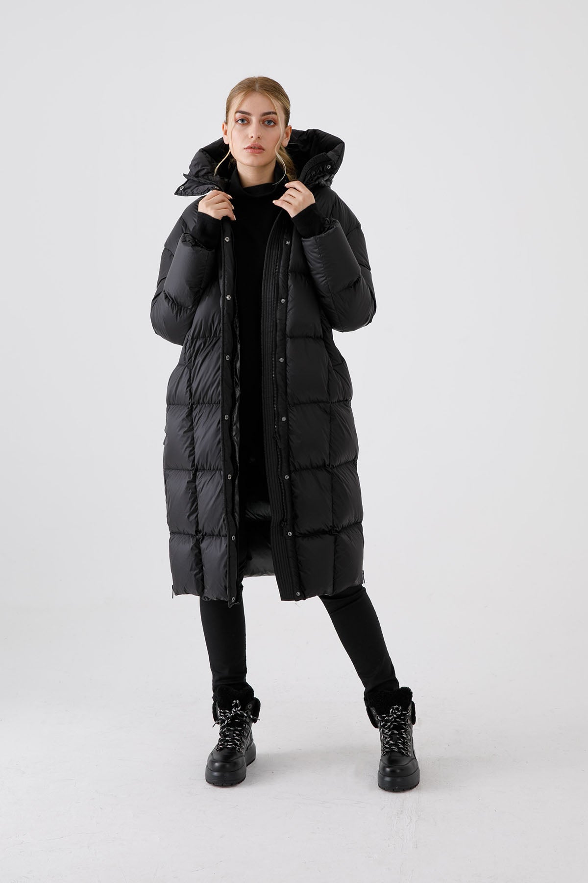 Hetrego Eunomia Kapüşonlu Kapitone Uzun Mont-Libas Trendy Fashion Store