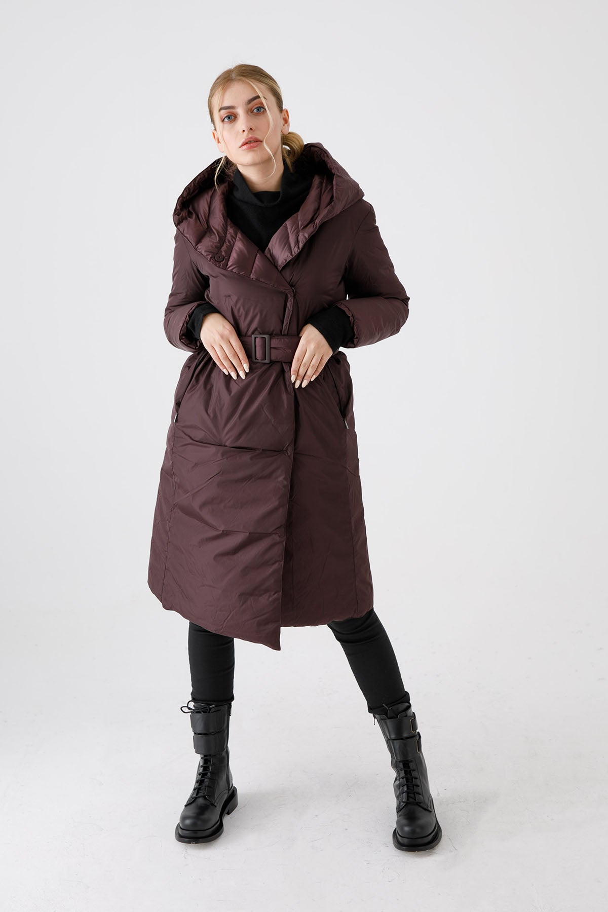 Hetrego Jennifer Belden Kemerli Çift Taraflı Kruvaze Kaban-Libas Trendy Fashion Store